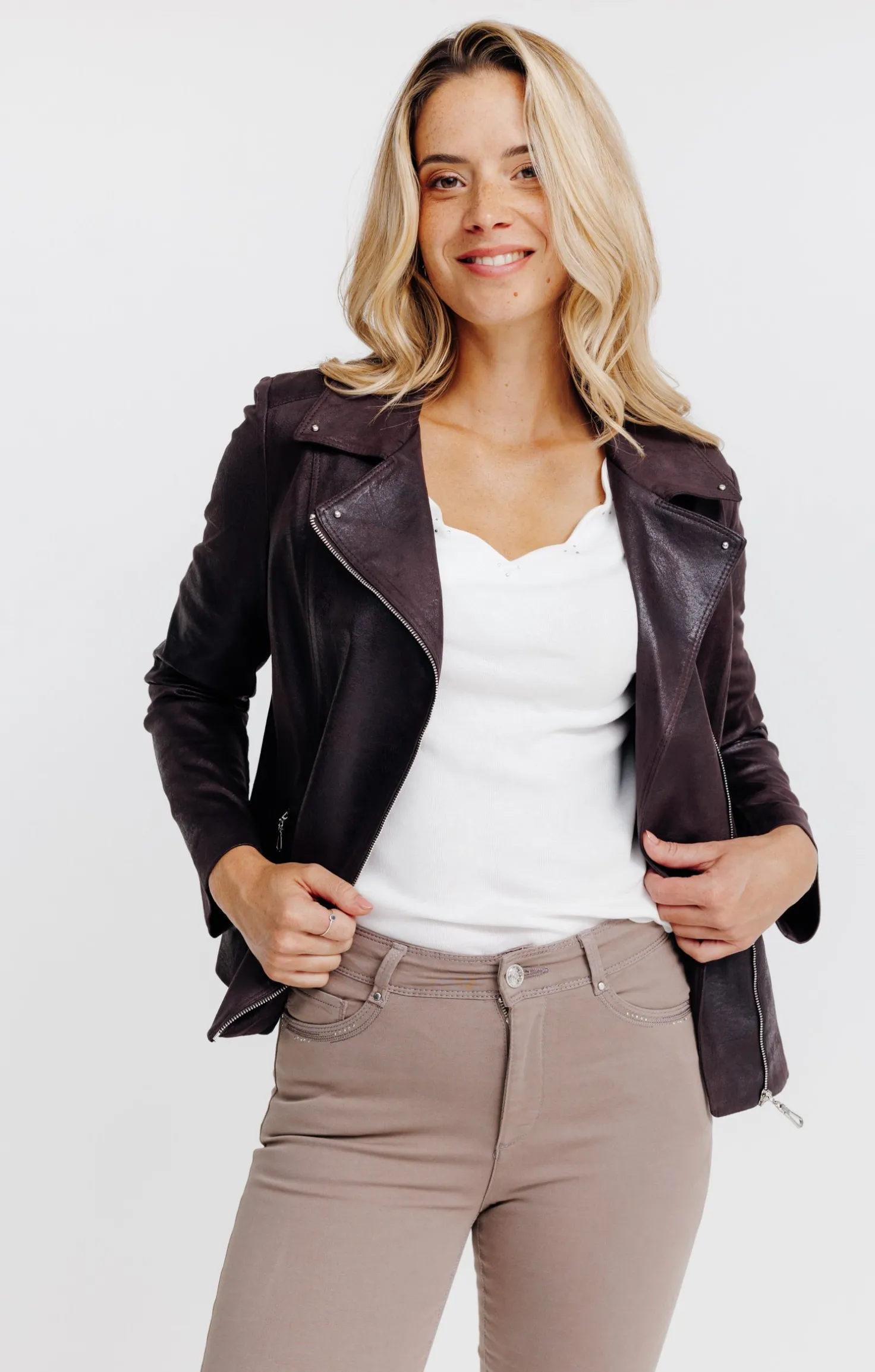 Armand Thiery Blouson biker - Chocolat Outlet