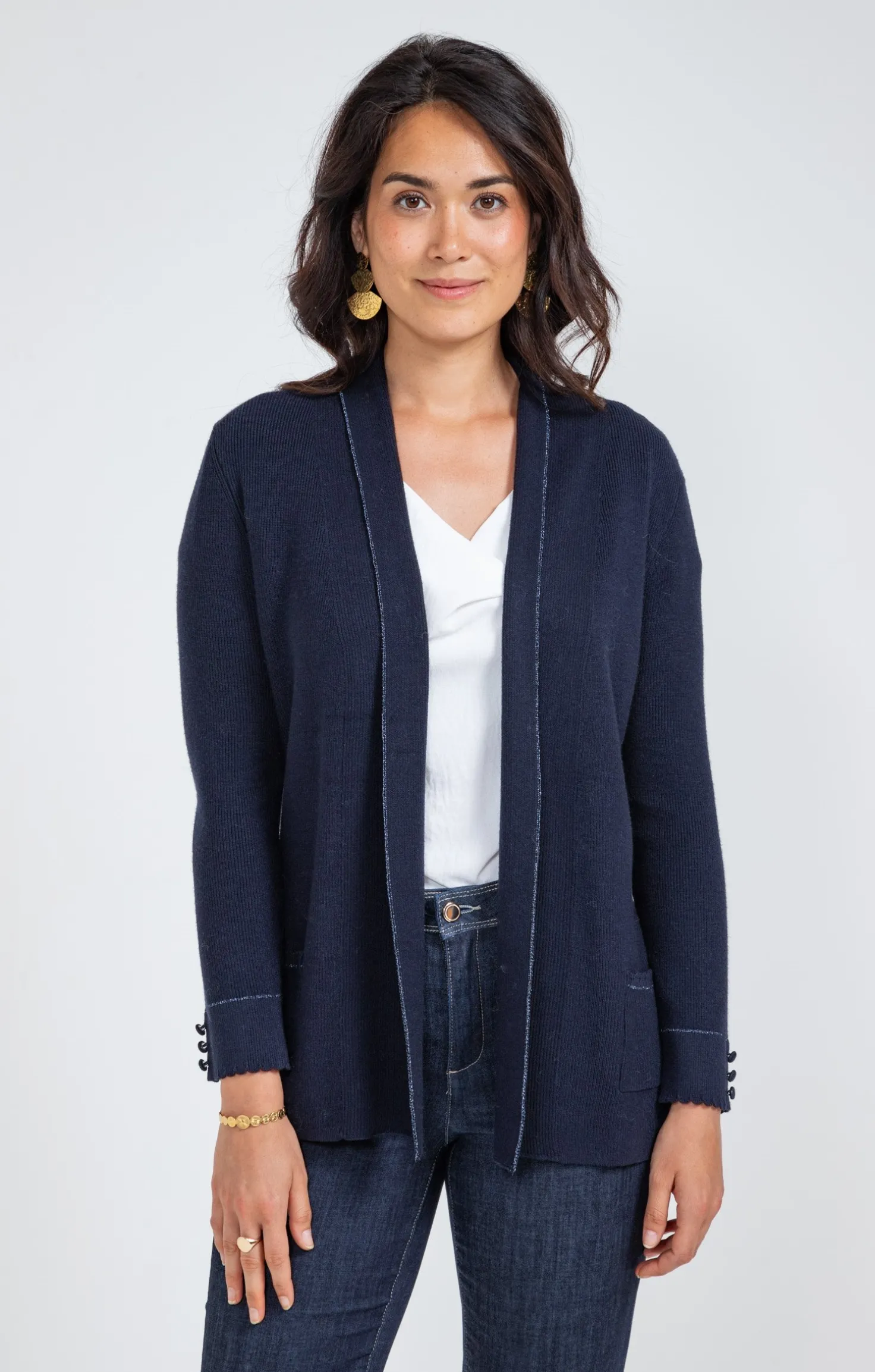 Armand Thiery Cardigan côte anglaise - Marine Discount