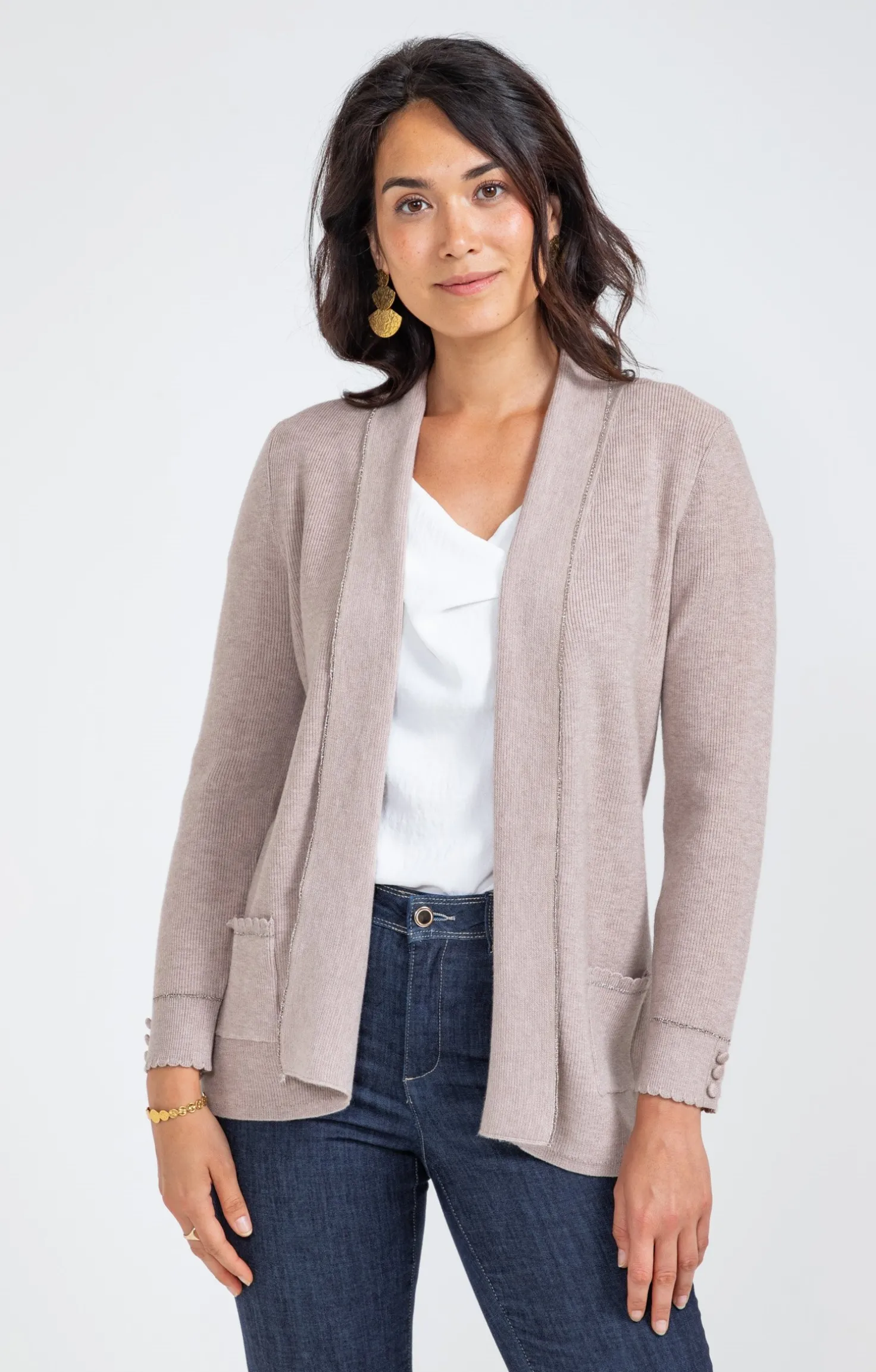 Armand Thiery Cardigan côte anglaise - Taupe New