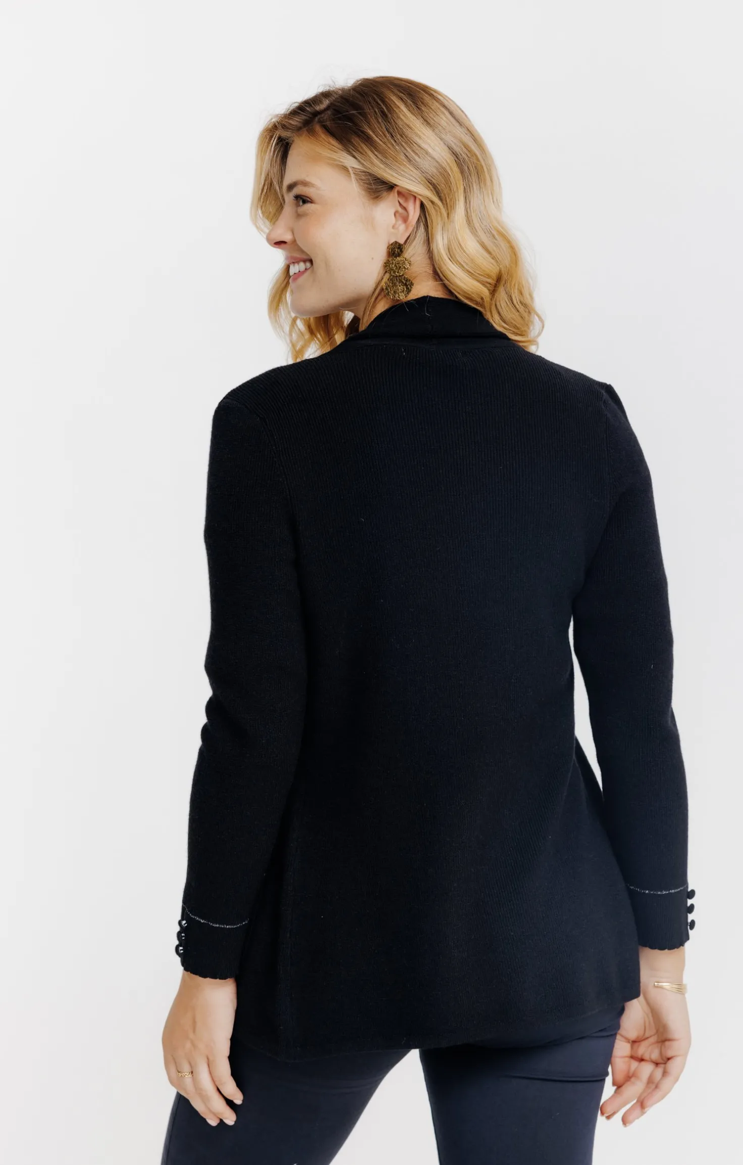 Armand Thiery Cardigan côte anglaise - Noir Discount