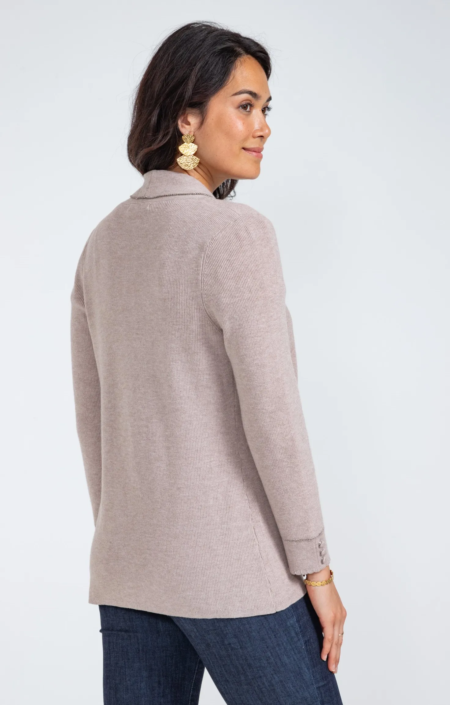 Armand Thiery Cardigan côte anglaise - Taupe New