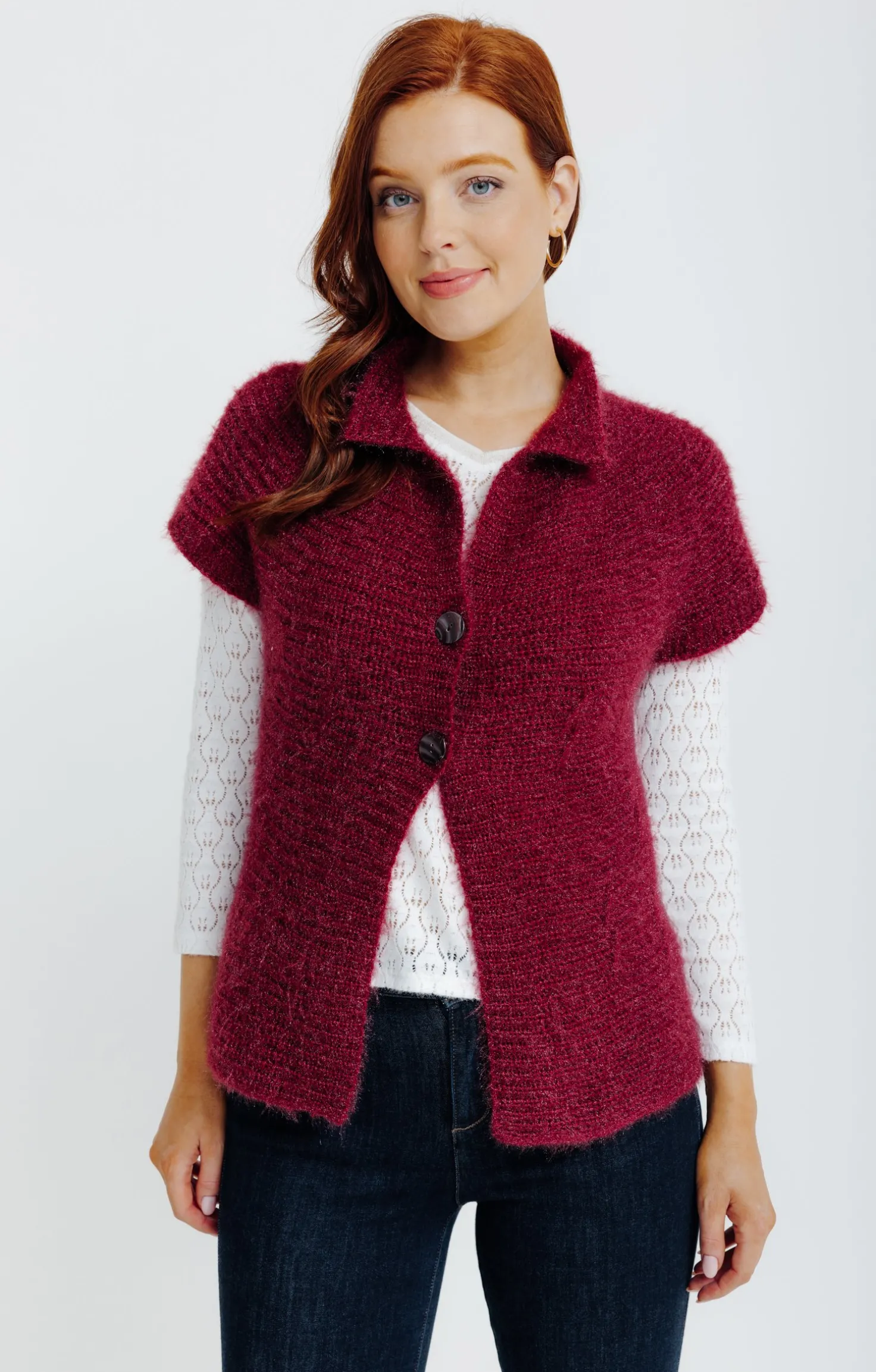 Armand Thiery Cardigan maille fluffy - Bordeaux Cheap