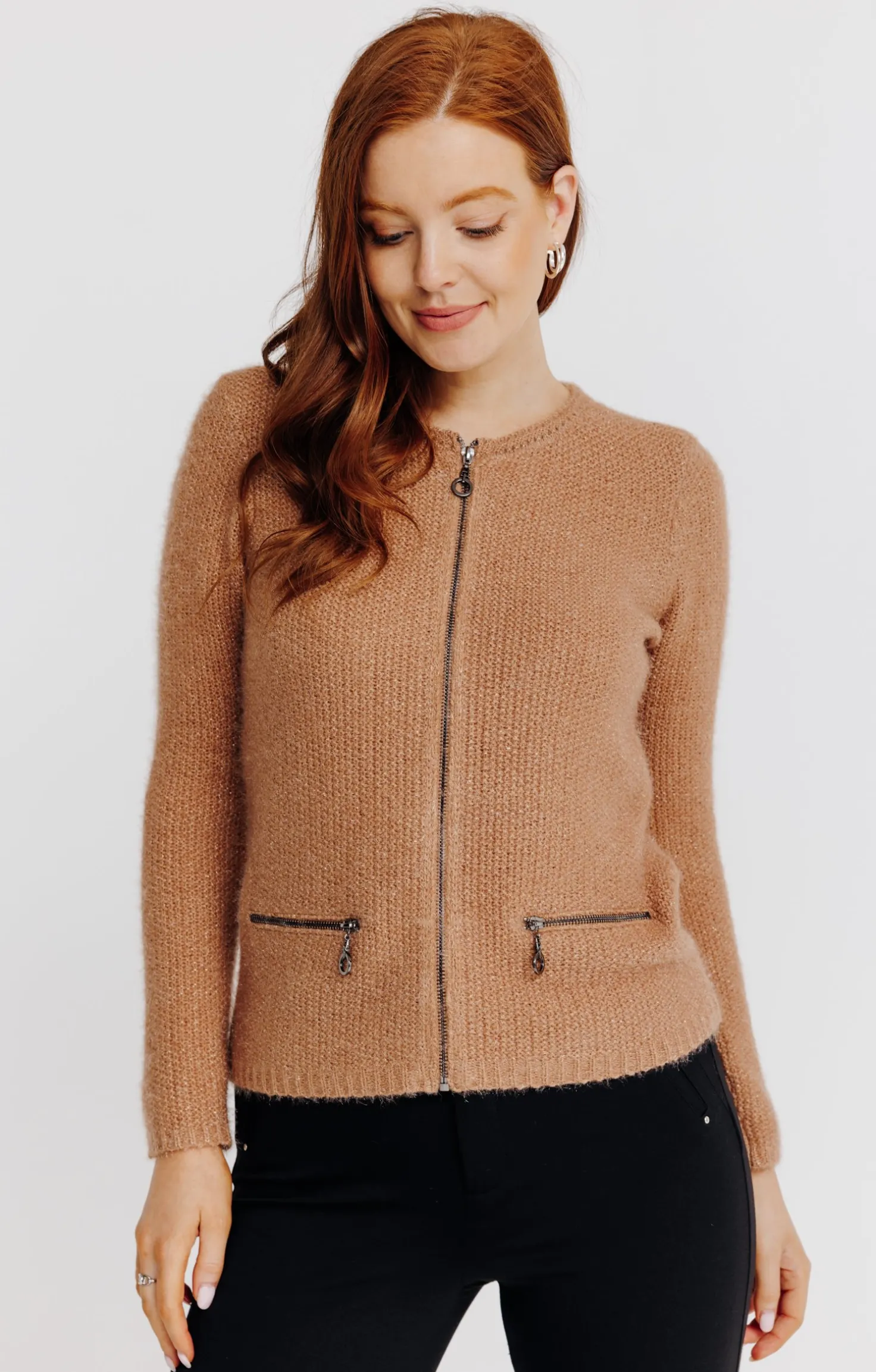 Armand Thiery Cardigan maille fluffy - Camel Outlet