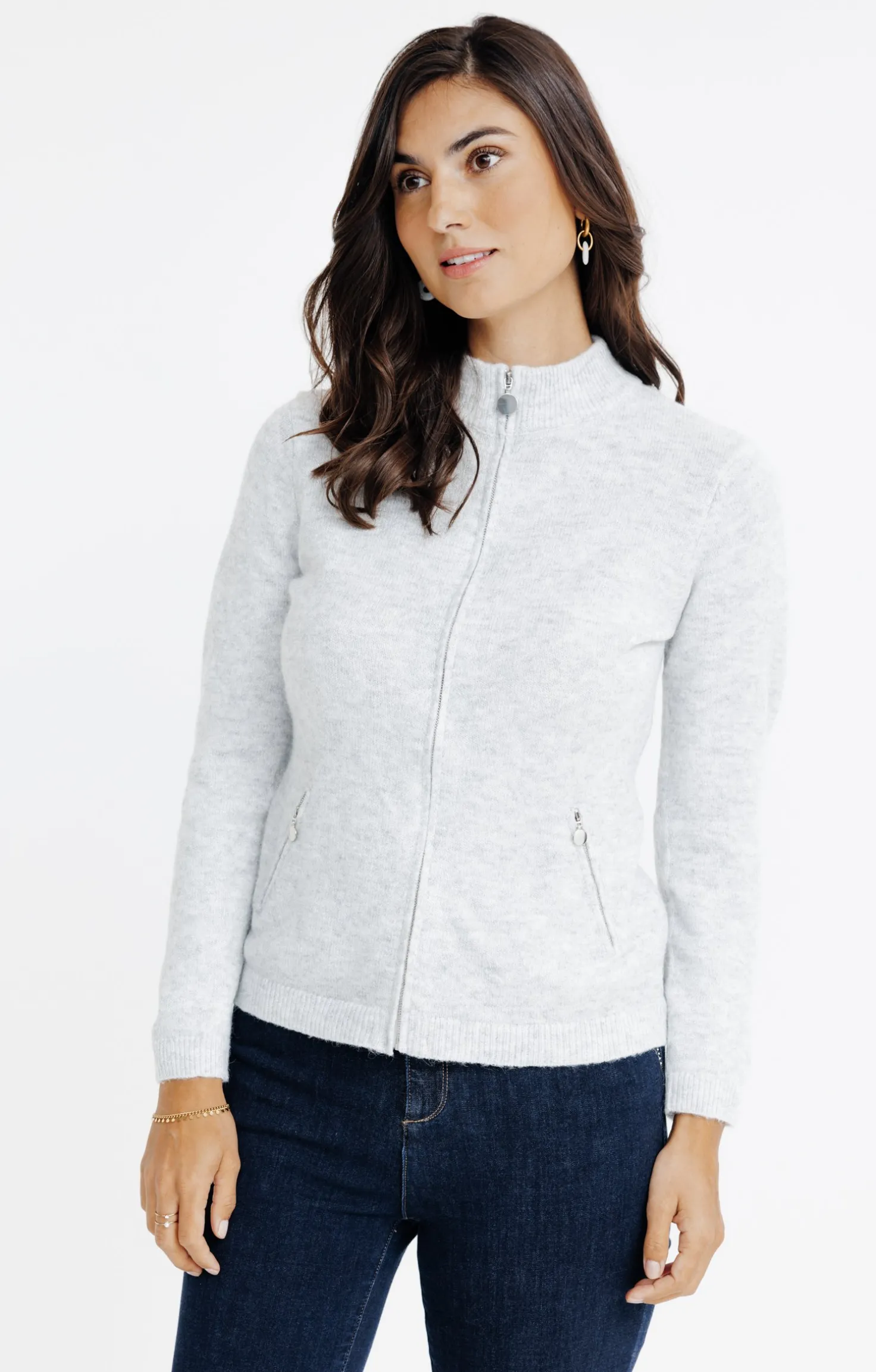 Armand Thiery CARDIGAN ZIPPE - Argent Cheap