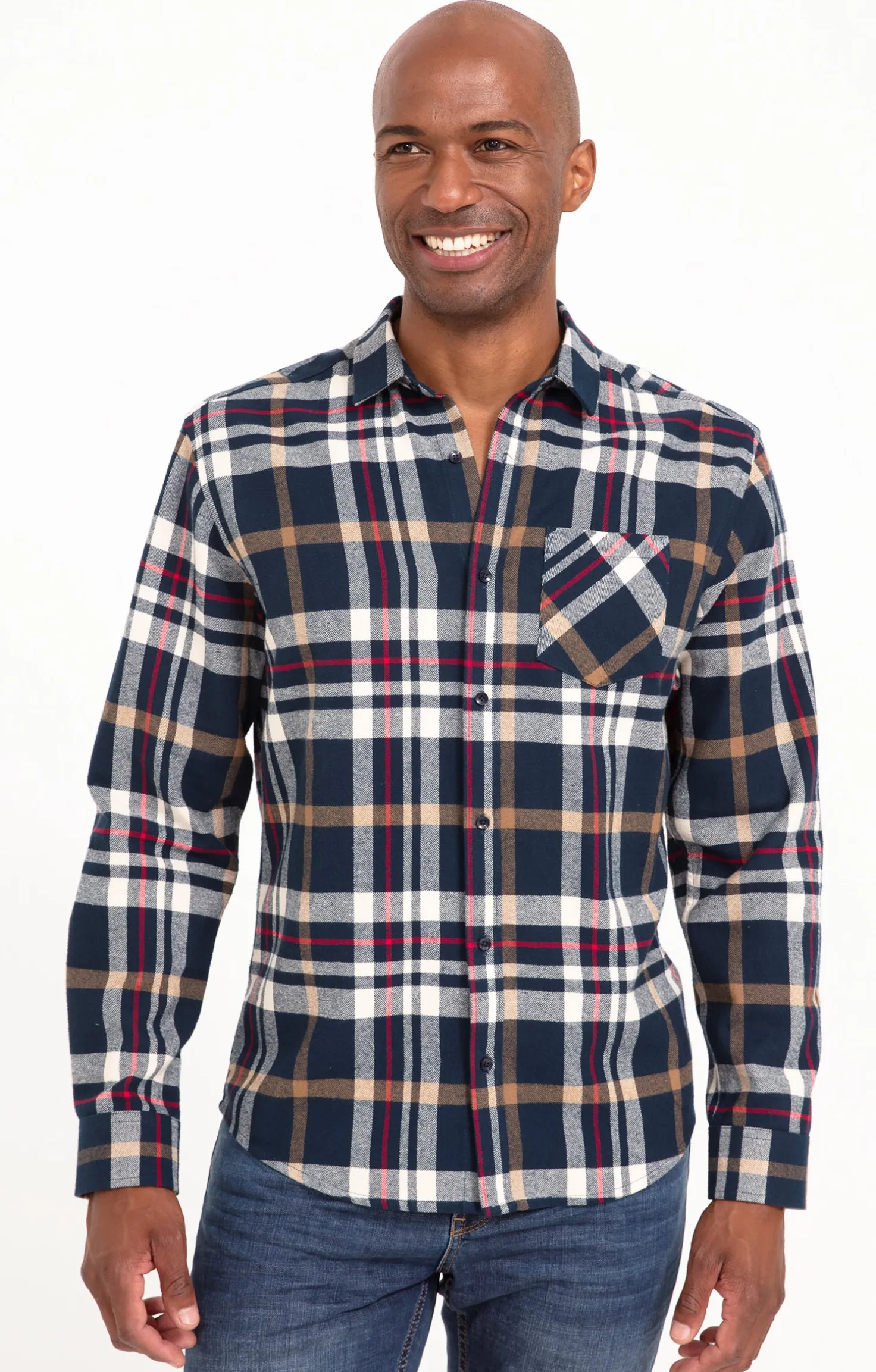 Armand Thiery Chemise manches longues à carreaux - Marine Online