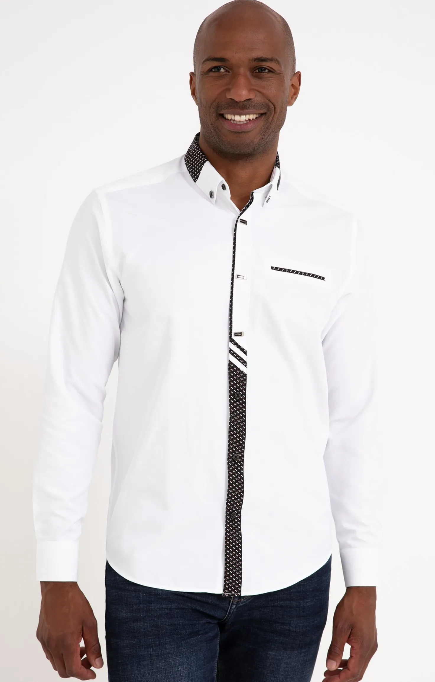 Armand Thiery Chemise manches longues détails imprimés - Blanc Hot