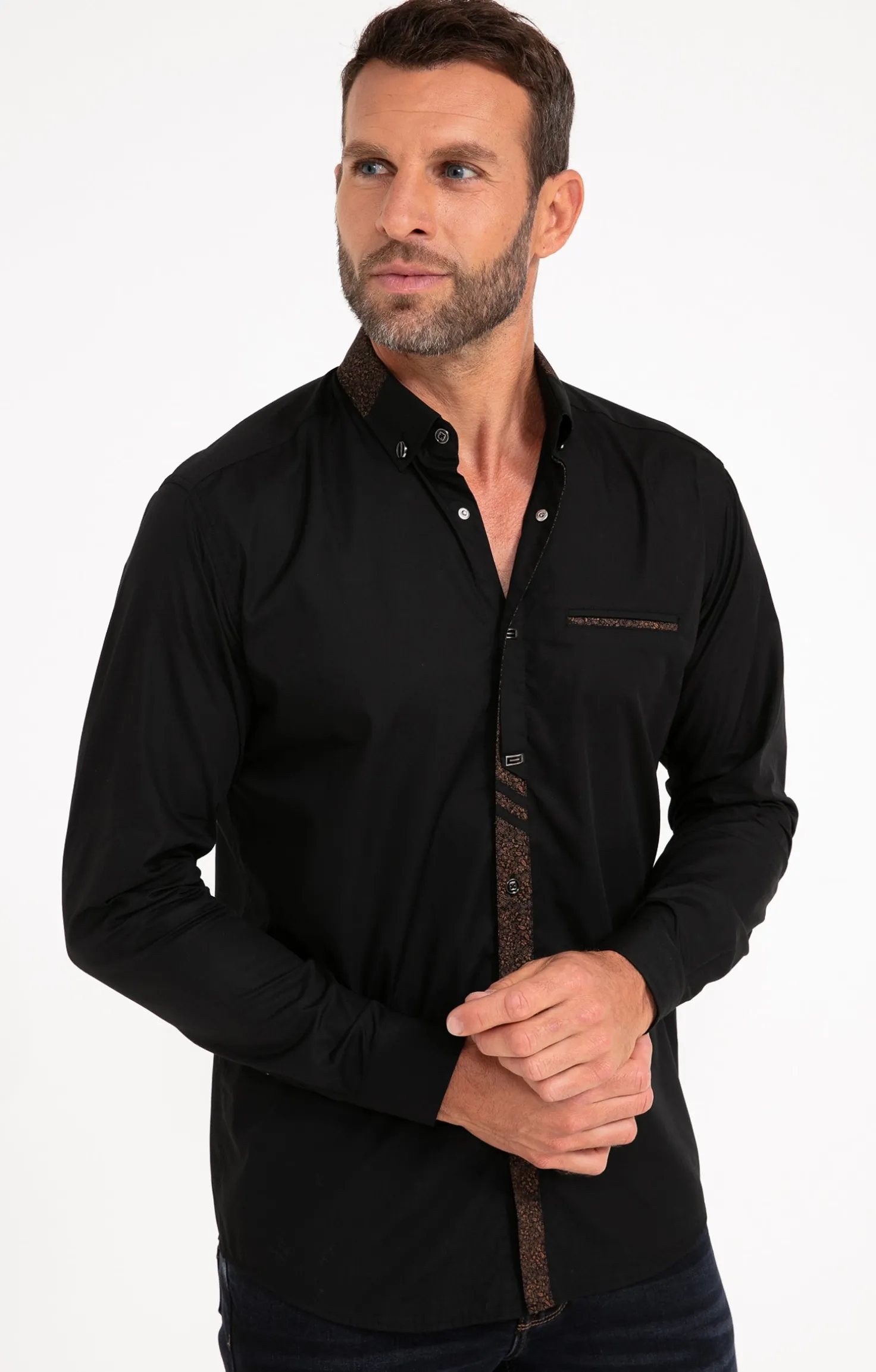 Armand Thiery Chemise manches longues ROMANTICO - Noir Best