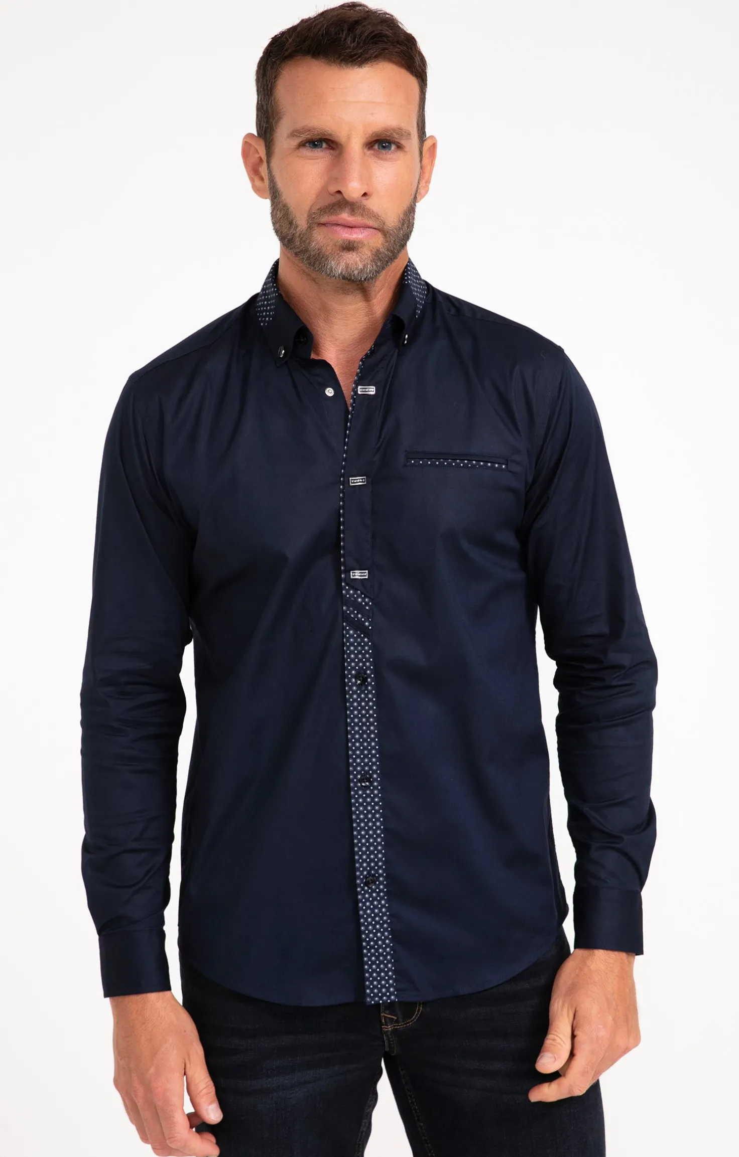 Armand Thiery Chemise manches longues uni bleu - Marine Store