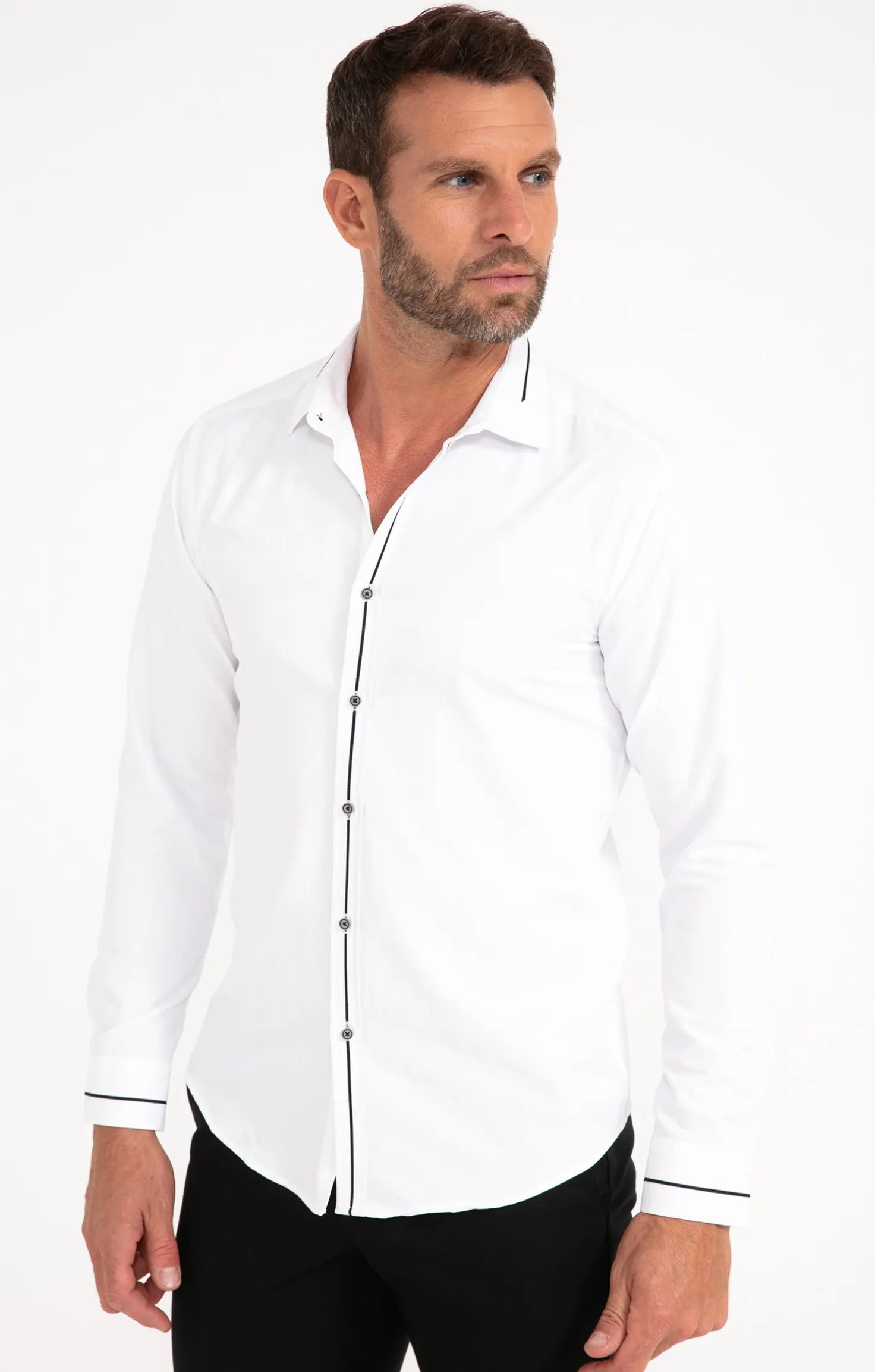 Armand Thiery Chemise manches longues unie - Blanc Fashion