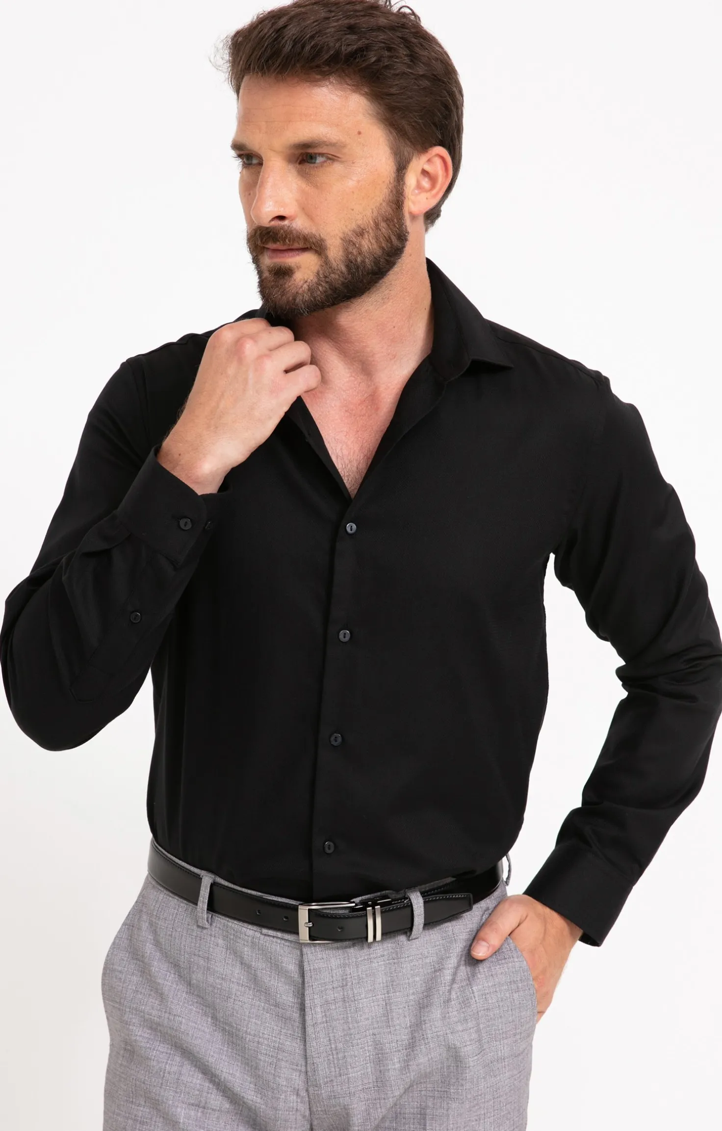 Armand Thiery CHEMISE VILLE RUBA REGULAR - Noir Online