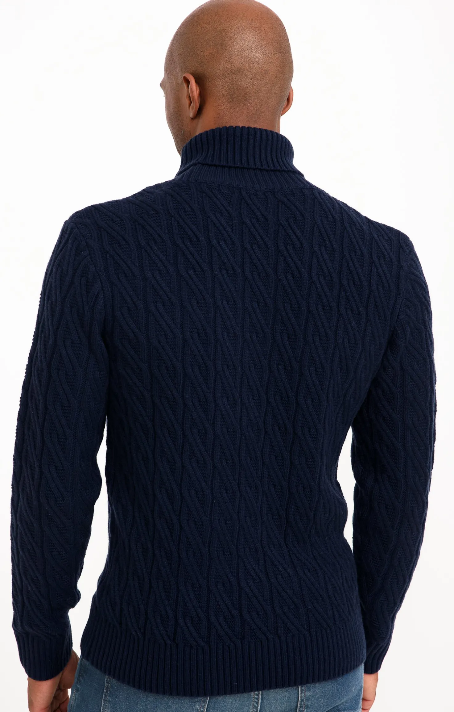 Armand Thiery Col roulé avec tricotage fantaisie - Marine Shop