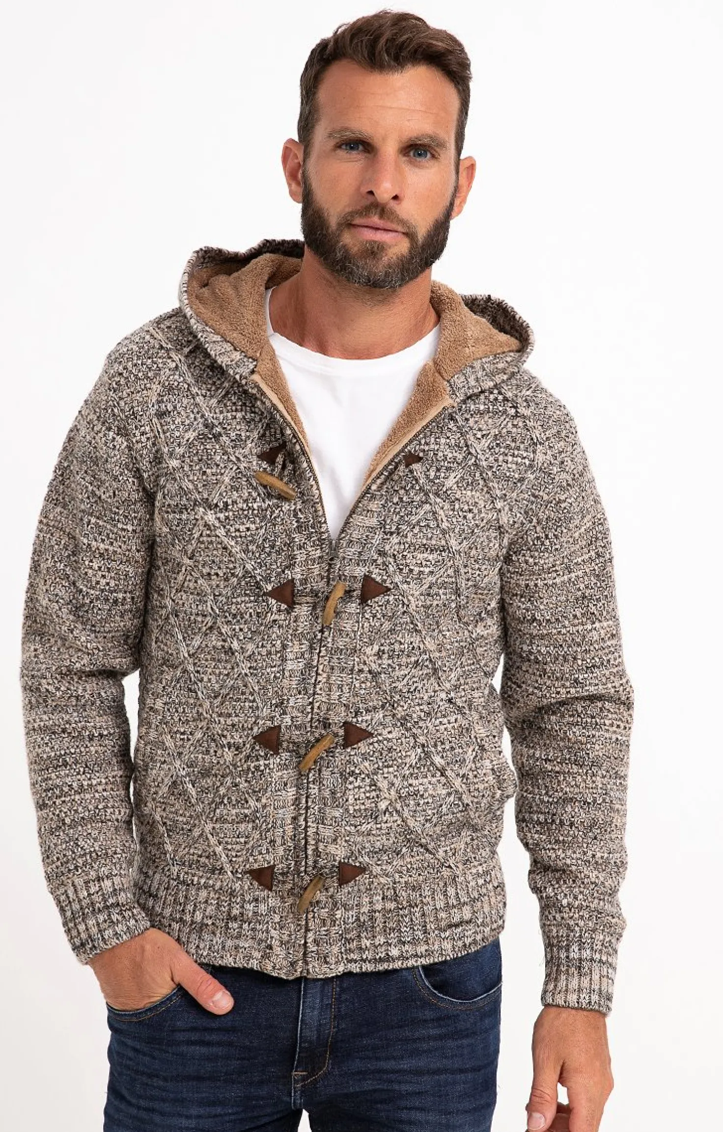 Armand Thiery Gilet doublé sherpa avec capuche - Camel Sale