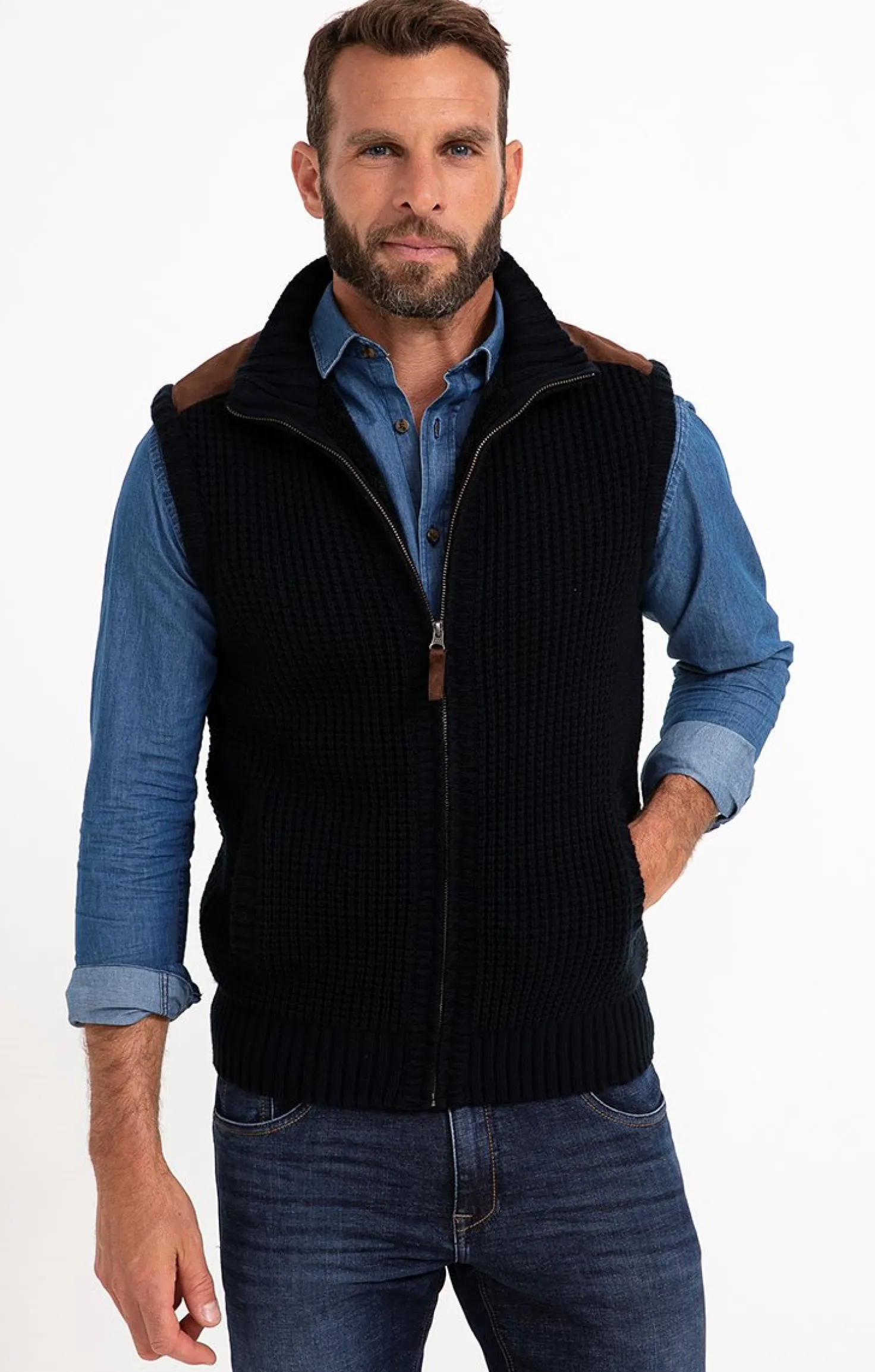 Armand Thiery Gilet sans manche doublé sherpa - Marine Best Sale