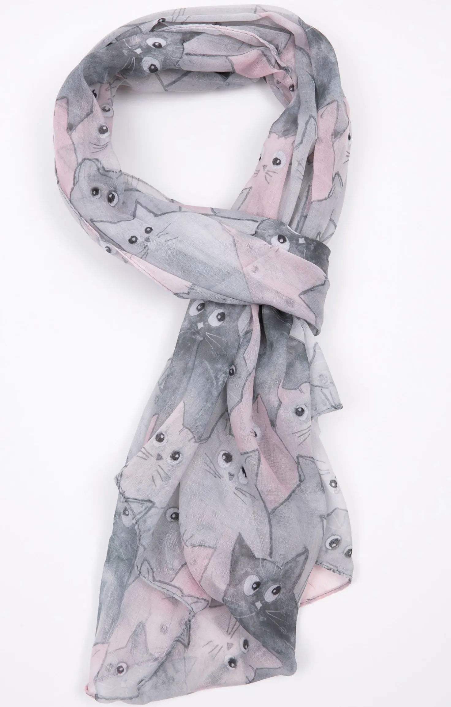 Armand Thiery Grand foulard léger imprimé chat - Rose Hot