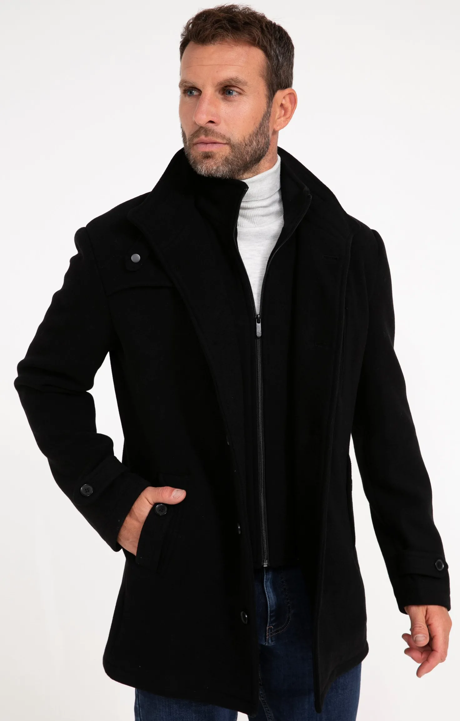 Armand Thiery Manteau mi-long NEW SAENOSTE - Noir Discount