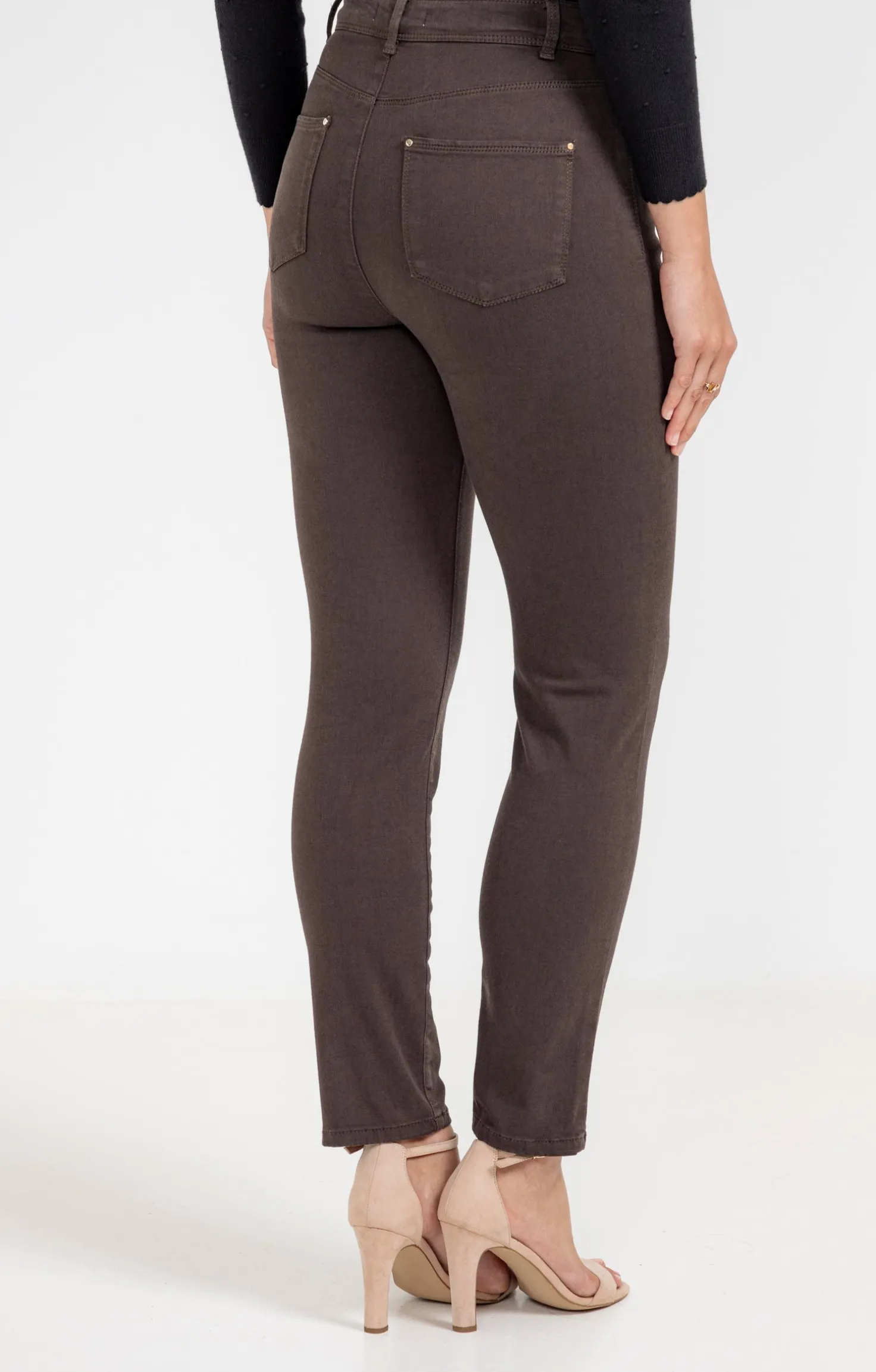 Armand Thiery Pantalon 7/8 brodé en coton viscose - Chocolat Sale