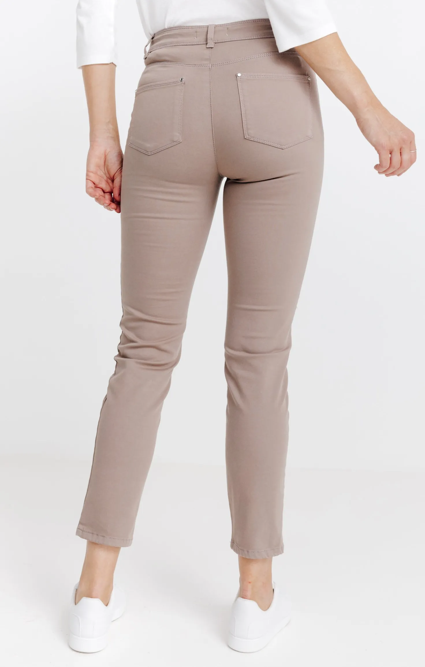 Armand Thiery Pantalon 7/8 brodé en coton viscose - Taupe Store