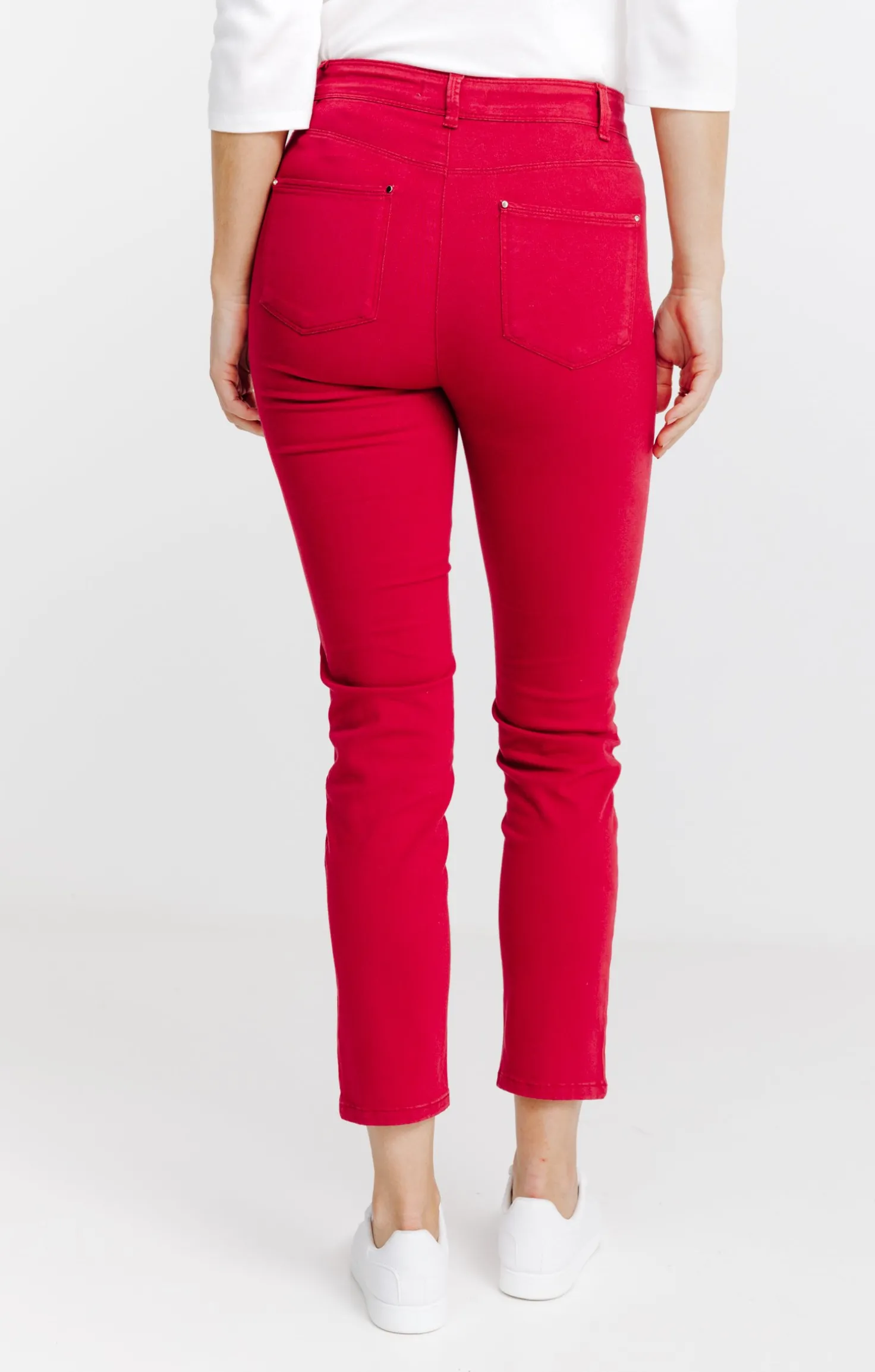 Armand Thiery Pantalon 7/8 brodé en coton viscose - Bordeaux Best Sale