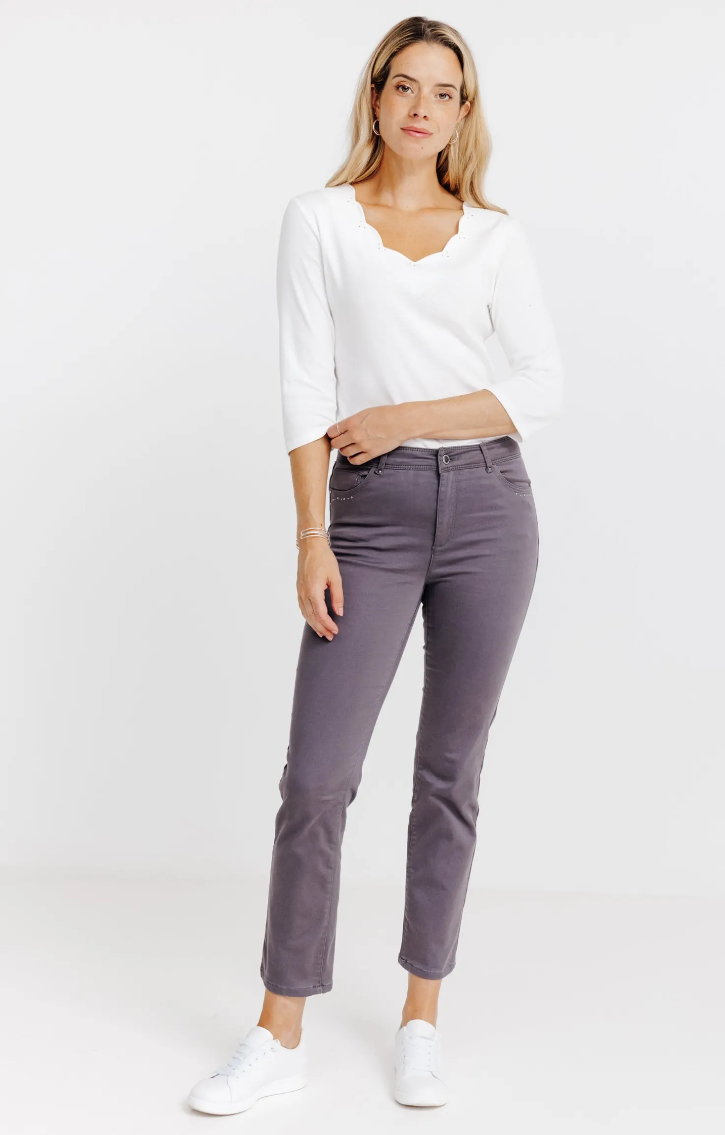 Armand Thiery Pantalon 7/8 coton détail clous poches - Grismoyen Clearance