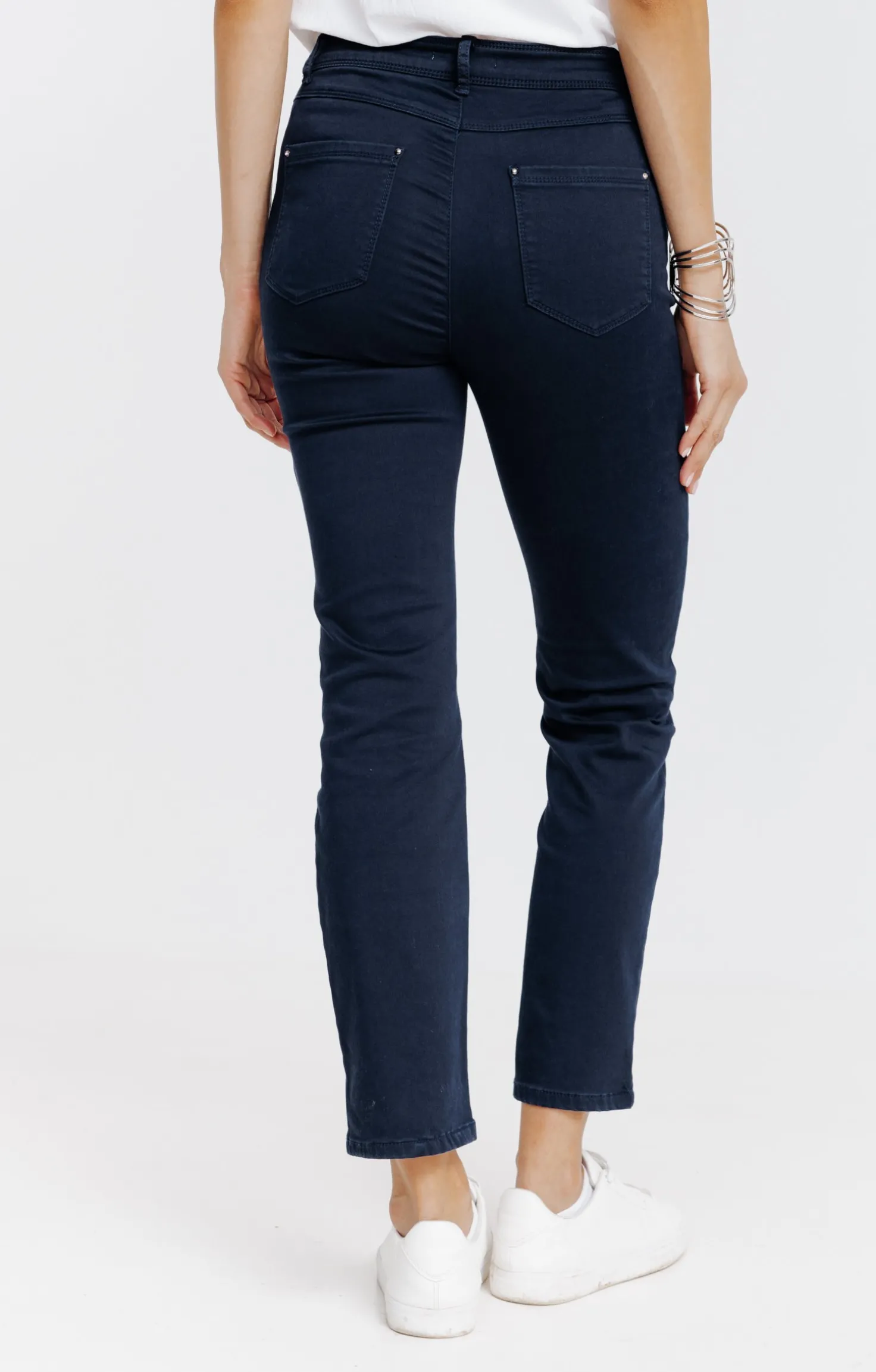 Armand Thiery Pantalon 7/8 coton détail clous poches - Marine Sale