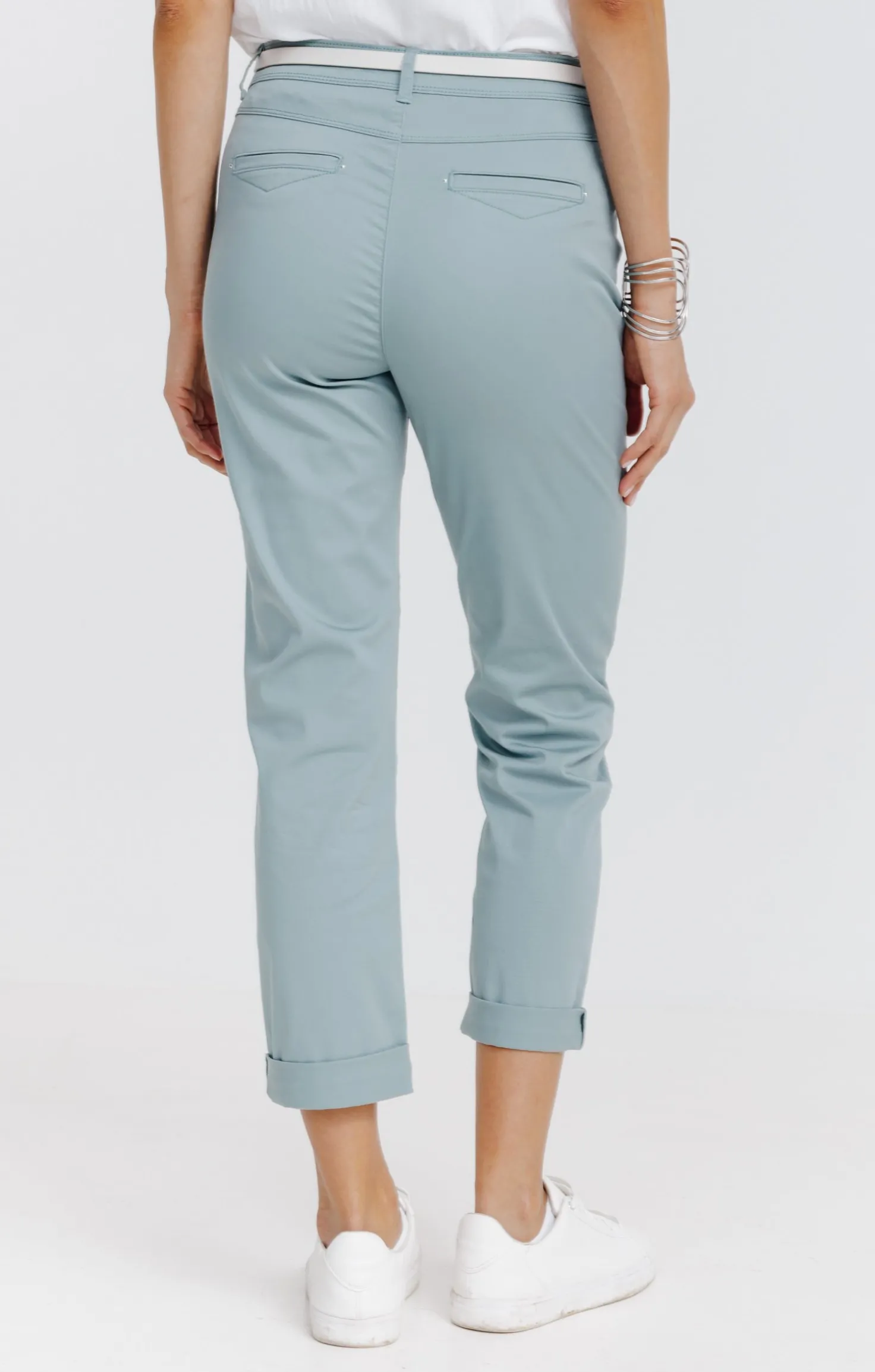 Armand Thiery Pantalon 7/8 forme chino avec ceinture - Vertnil Cheap