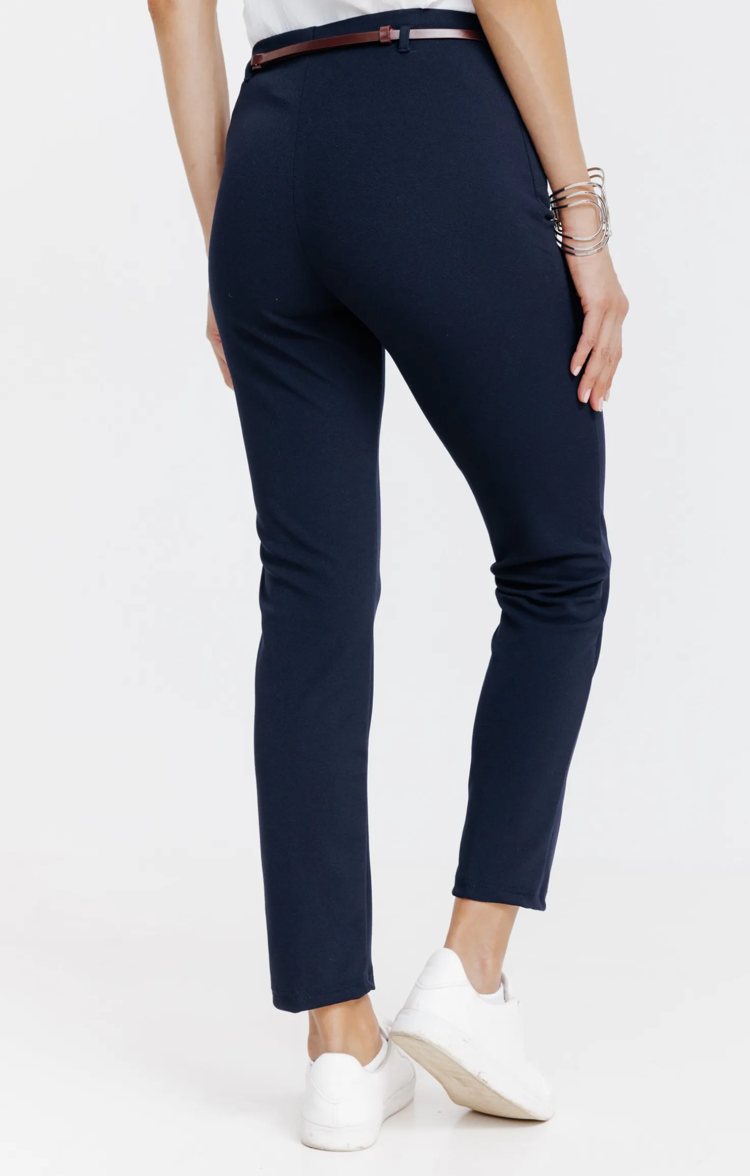 Armand Thiery Pantalon 7/8 ville avec ceinture - Marine Clearance