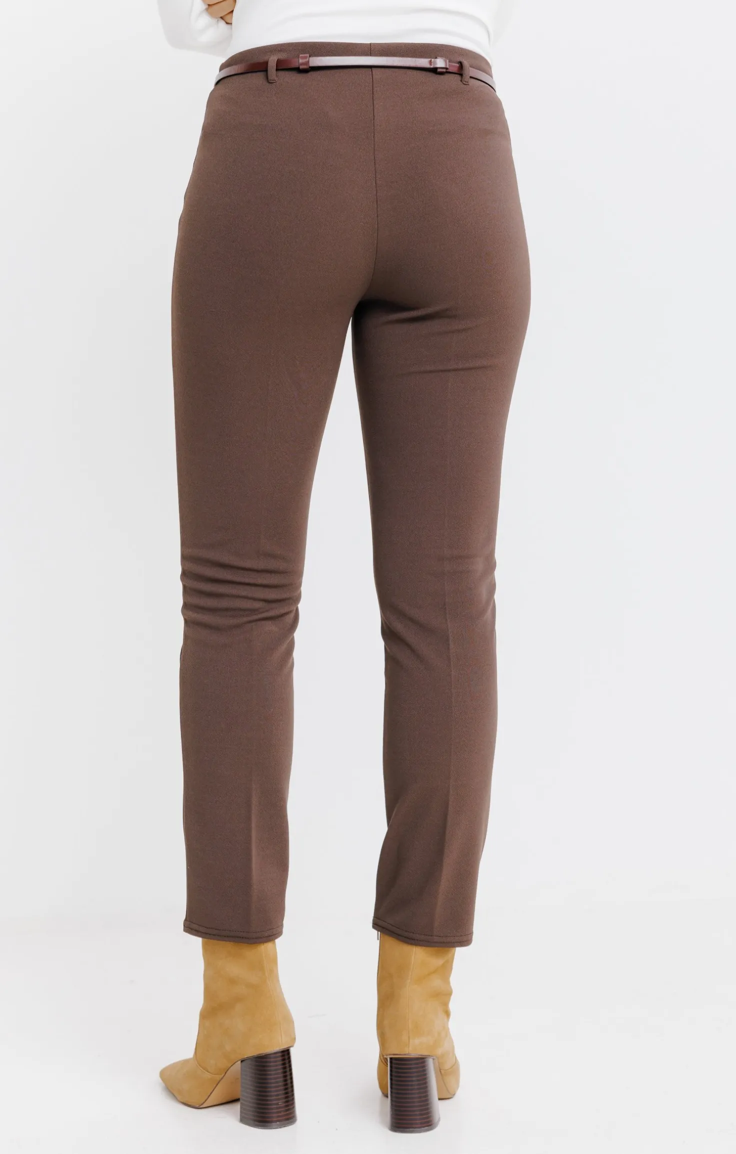 Armand Thiery Pantalon 7/8 ville avec ceinture - Chocolat Cheap