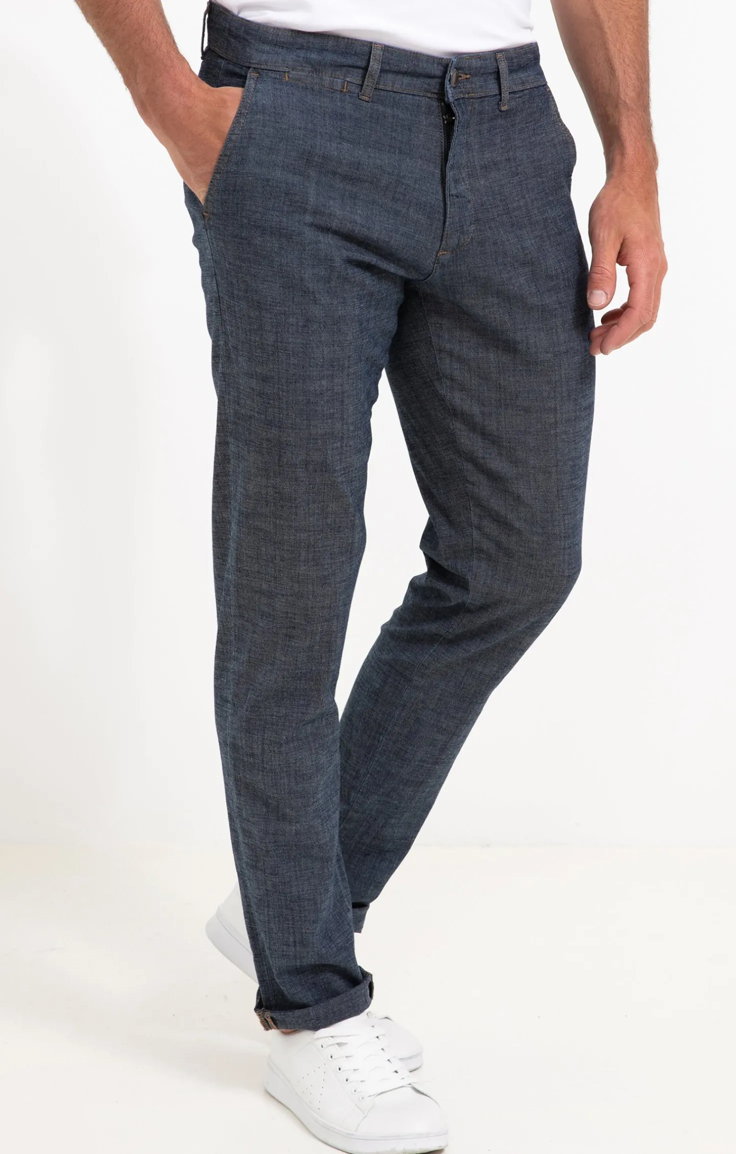 Armand Thiery Pantalon chino Denimlook - Bleu Outlet