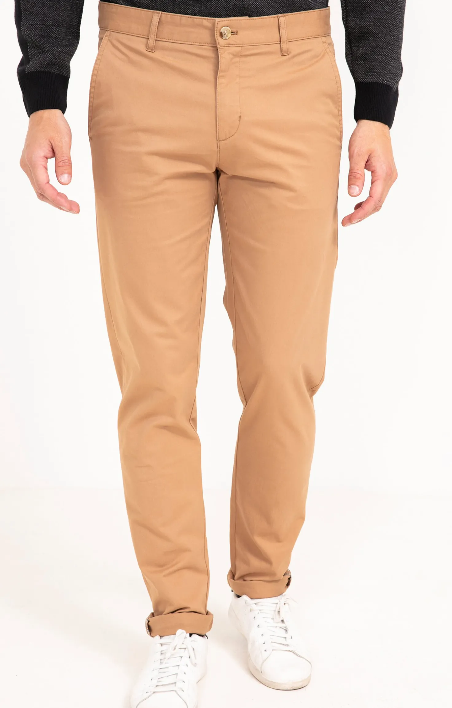 Armand Thiery Pantalon chino Uni - Camel Cheap