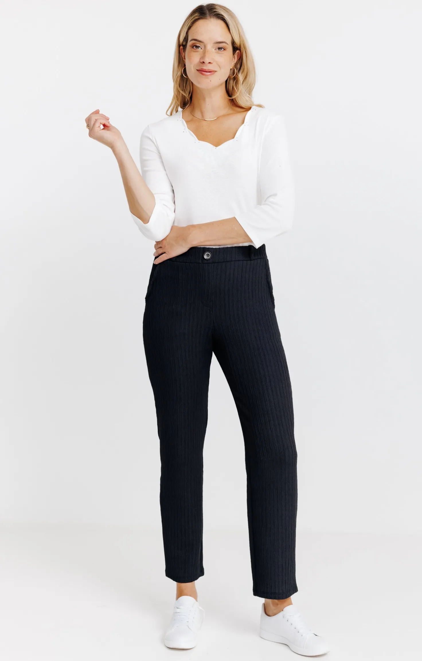 Armand Thiery pantalon droit plissé - Noir Discount