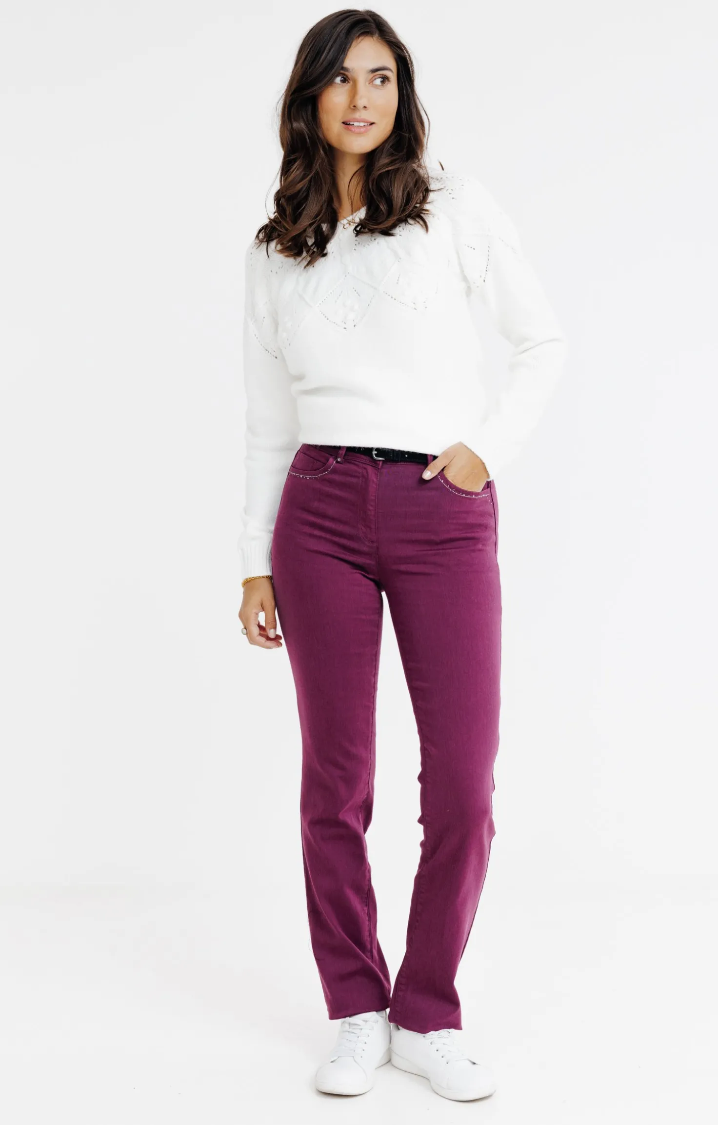 Armand Thiery Pantalon détail strass - Aubergine Shop