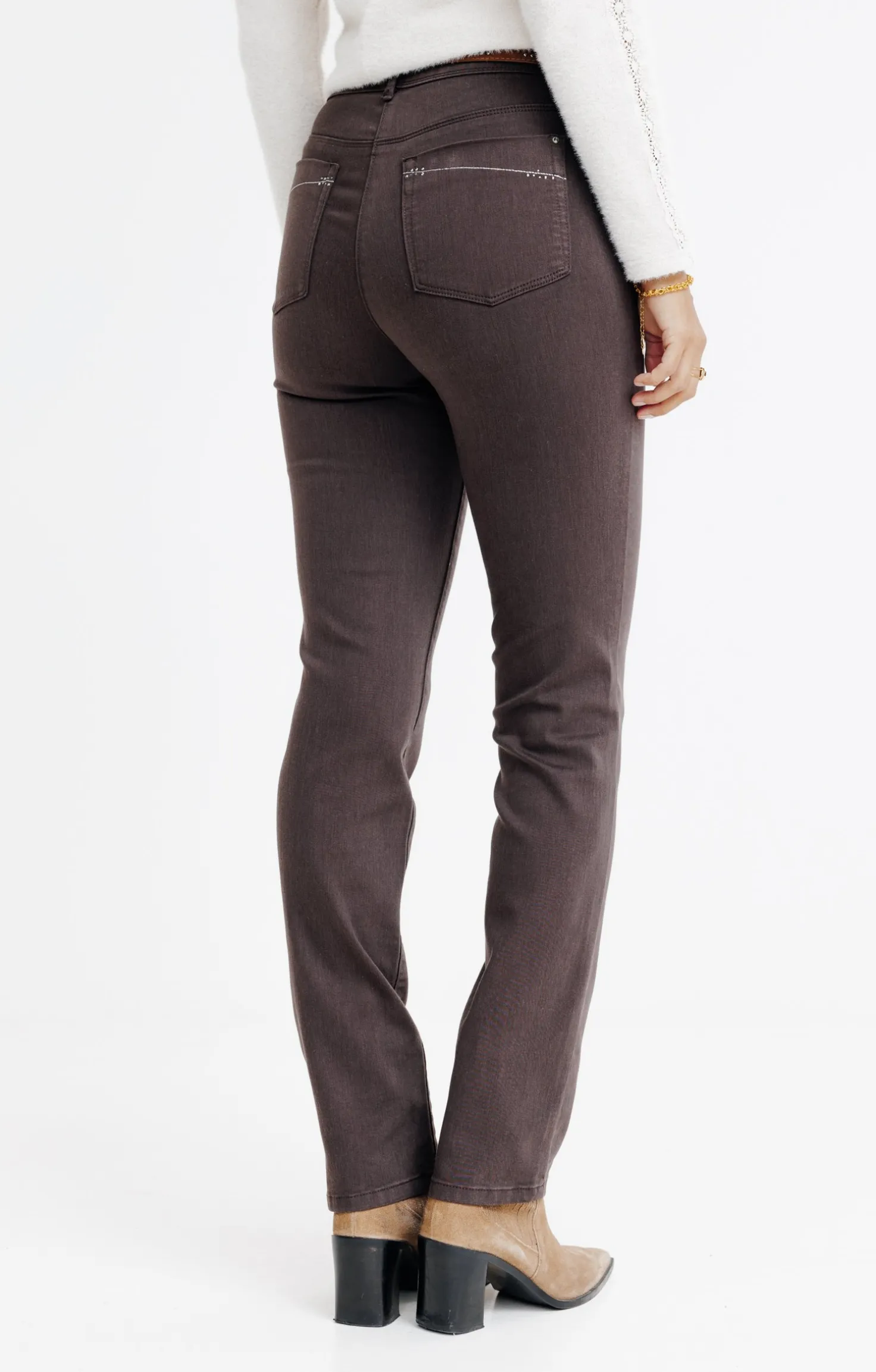 Armand Thiery Pantalon détail strass - Chocolat Best