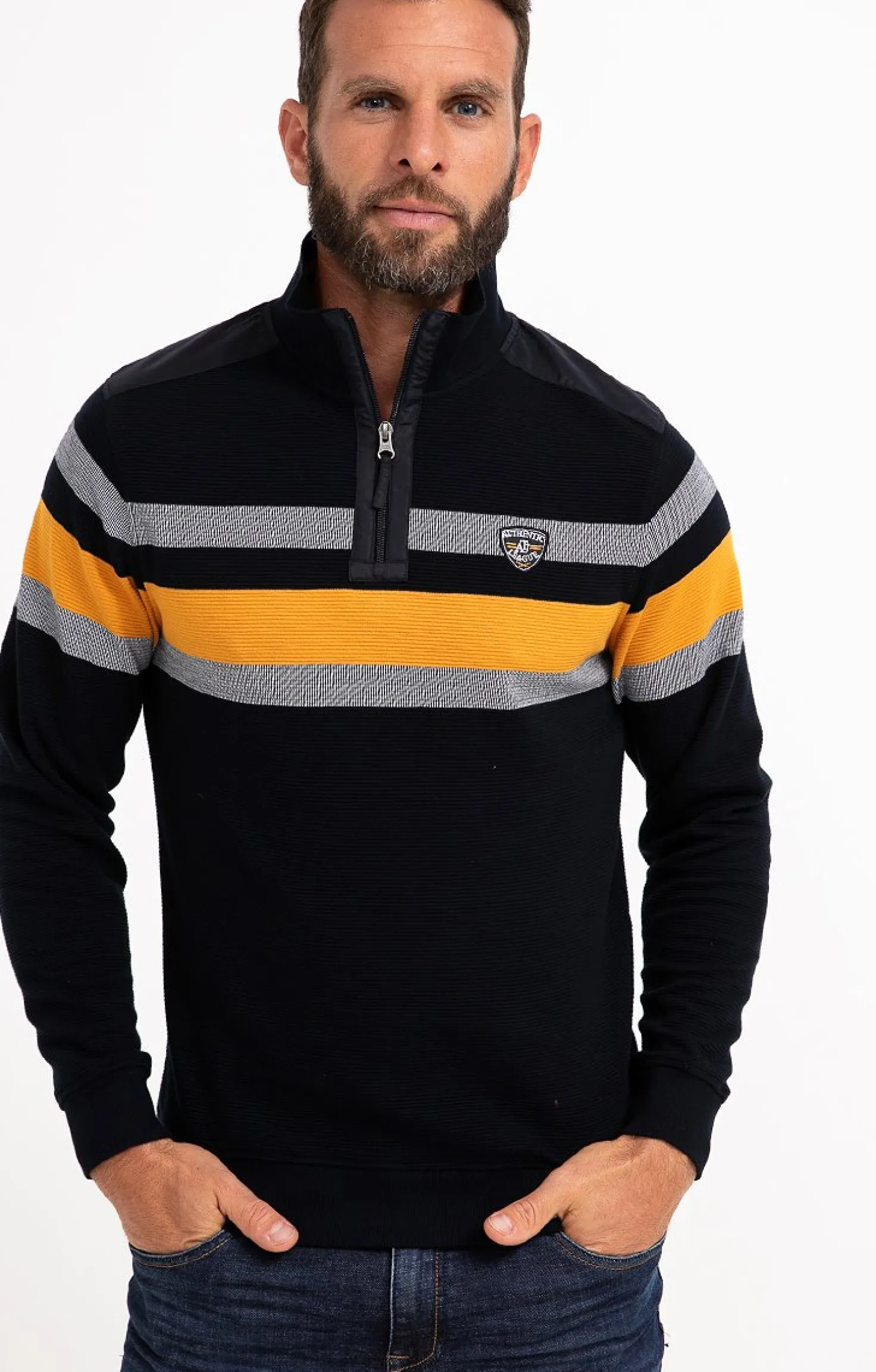 Armand Thiery Polo col montant manches longues Bandit - Jaune Outlet