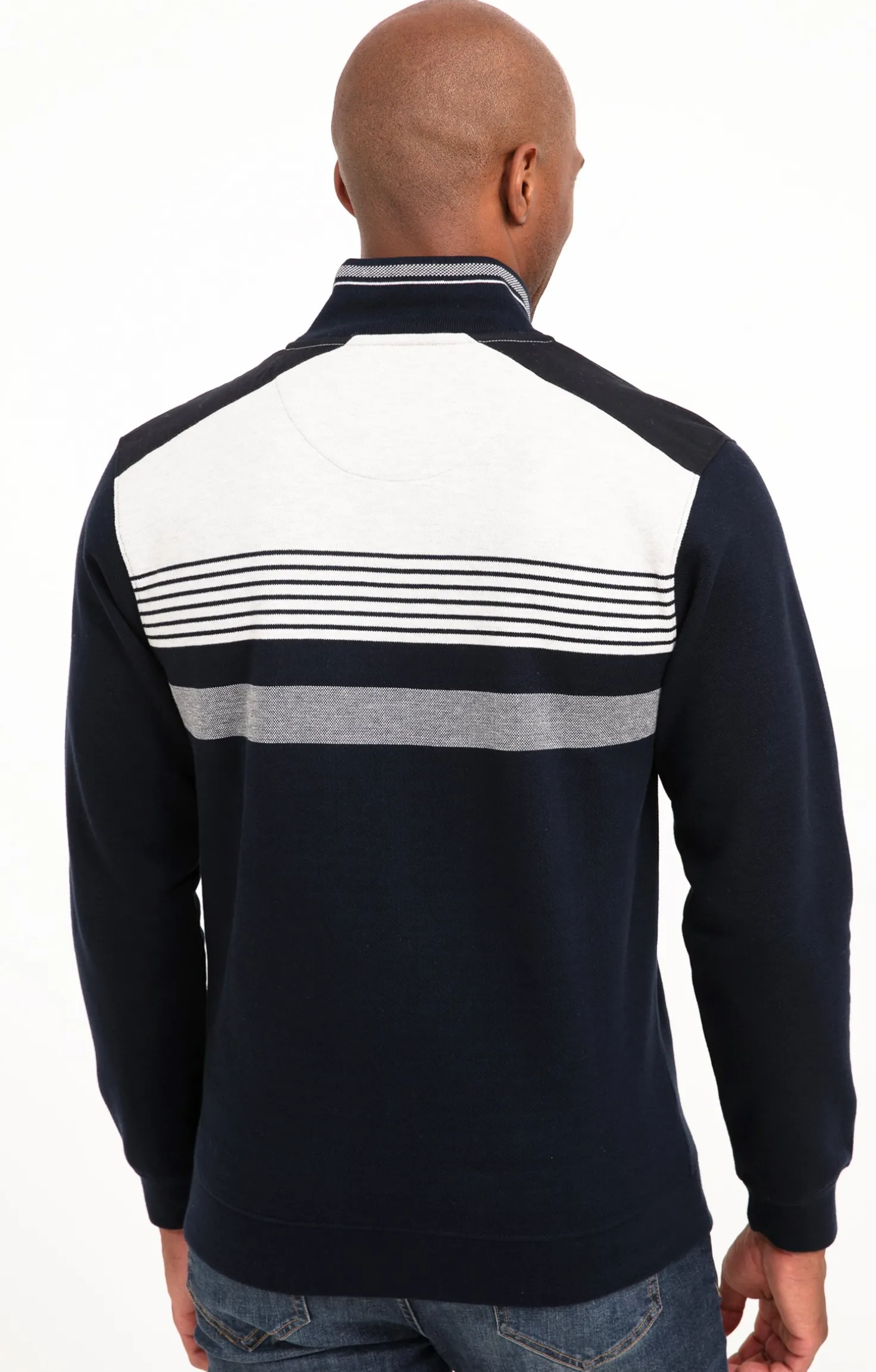 Armand Thiery Polo col montant manches longues Blanco - Marine Clearance