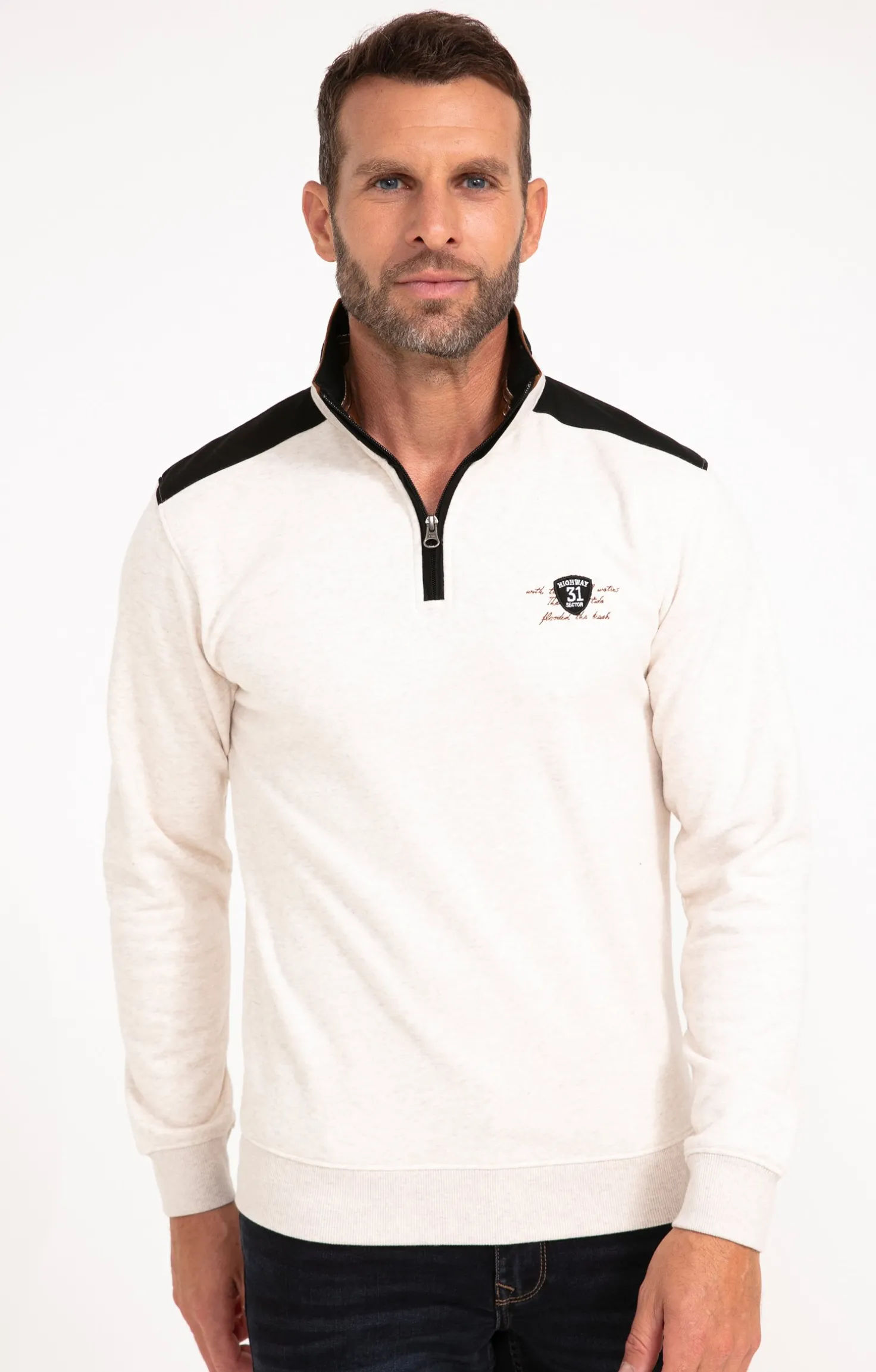 Armand Thiery Polo col montant manches longues Molty - Écru Store