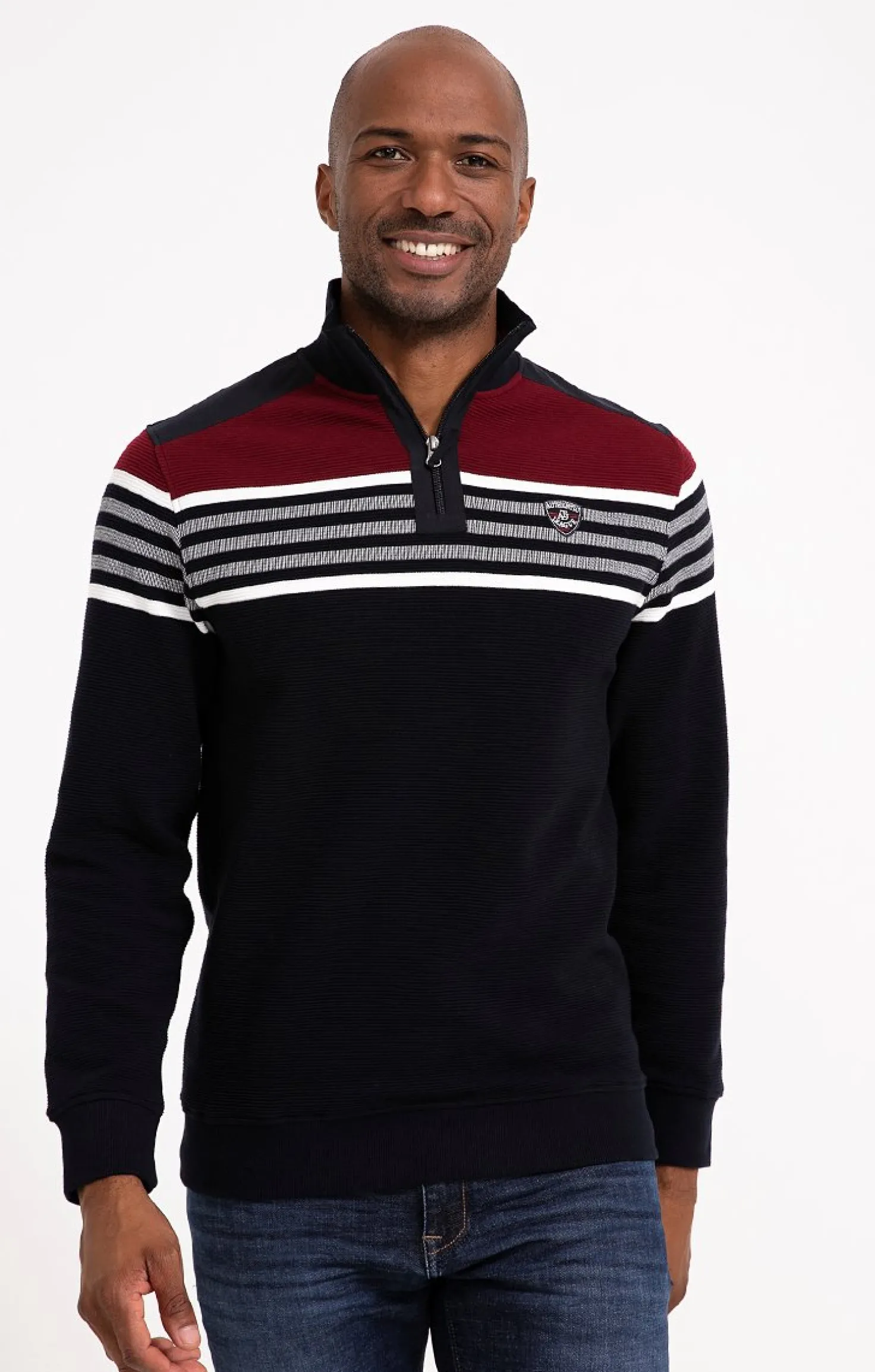 Armand Thiery Polo col montant manches longues Ray - Bordeaux Discount