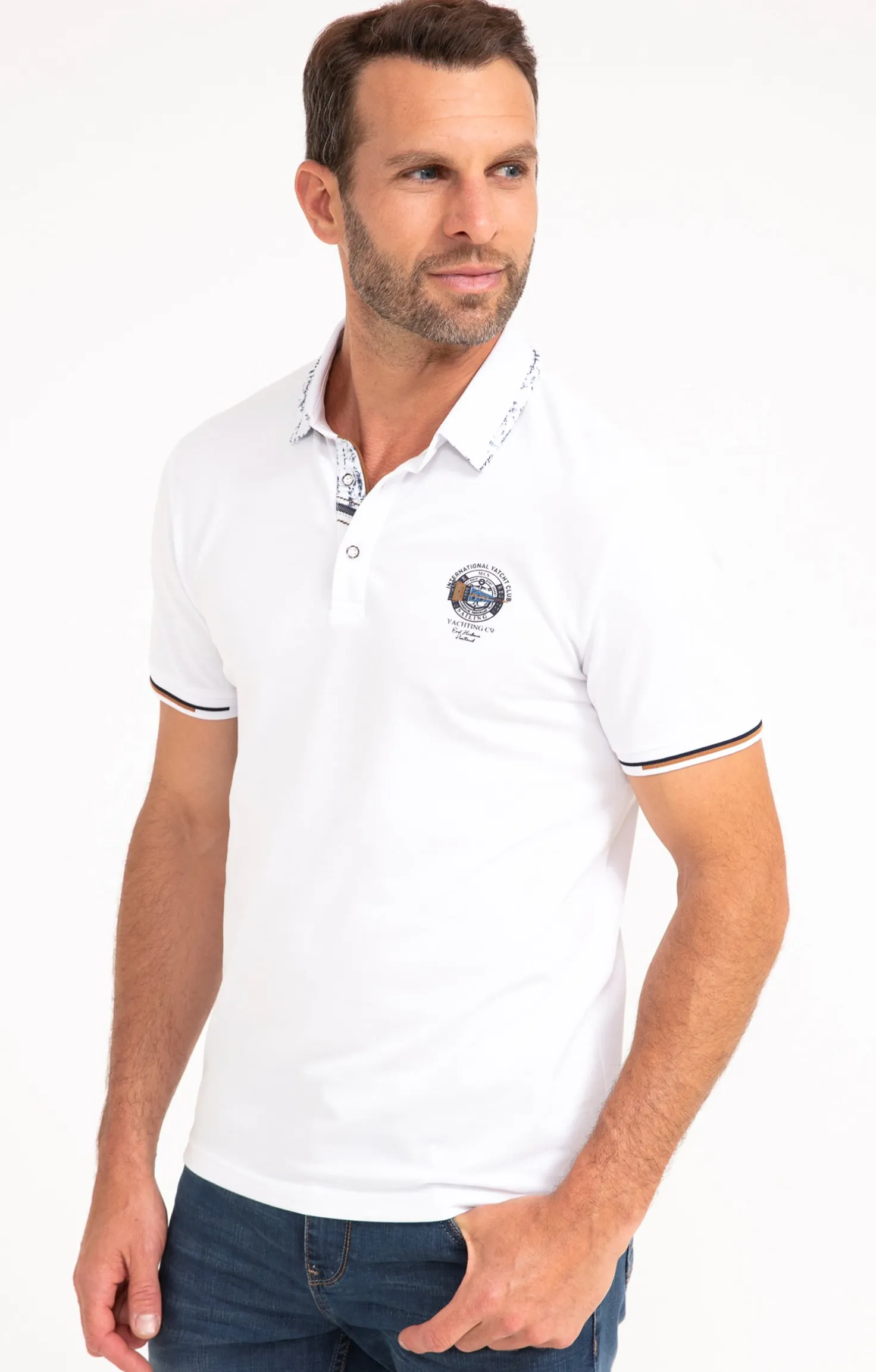 Armand Thiery Polo manches courtes Badgy - Blanc Fashion