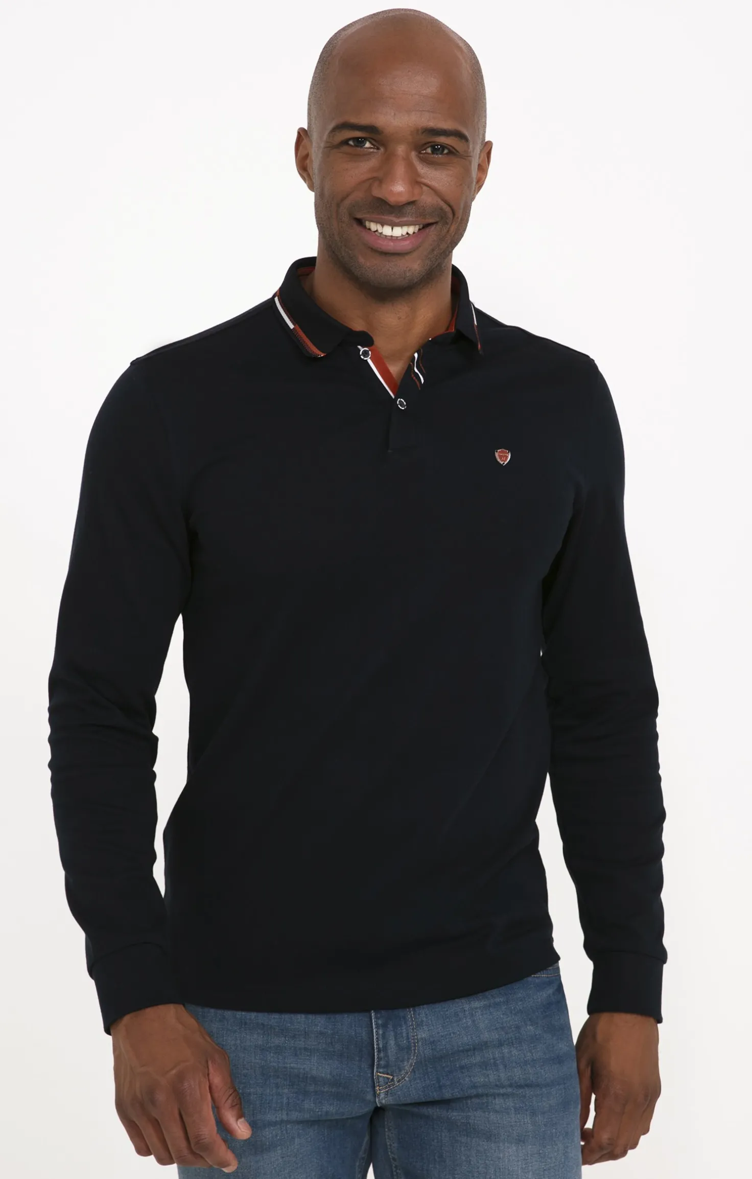 Armand Thiery Polo manches longues Brique - Marine Best Sale