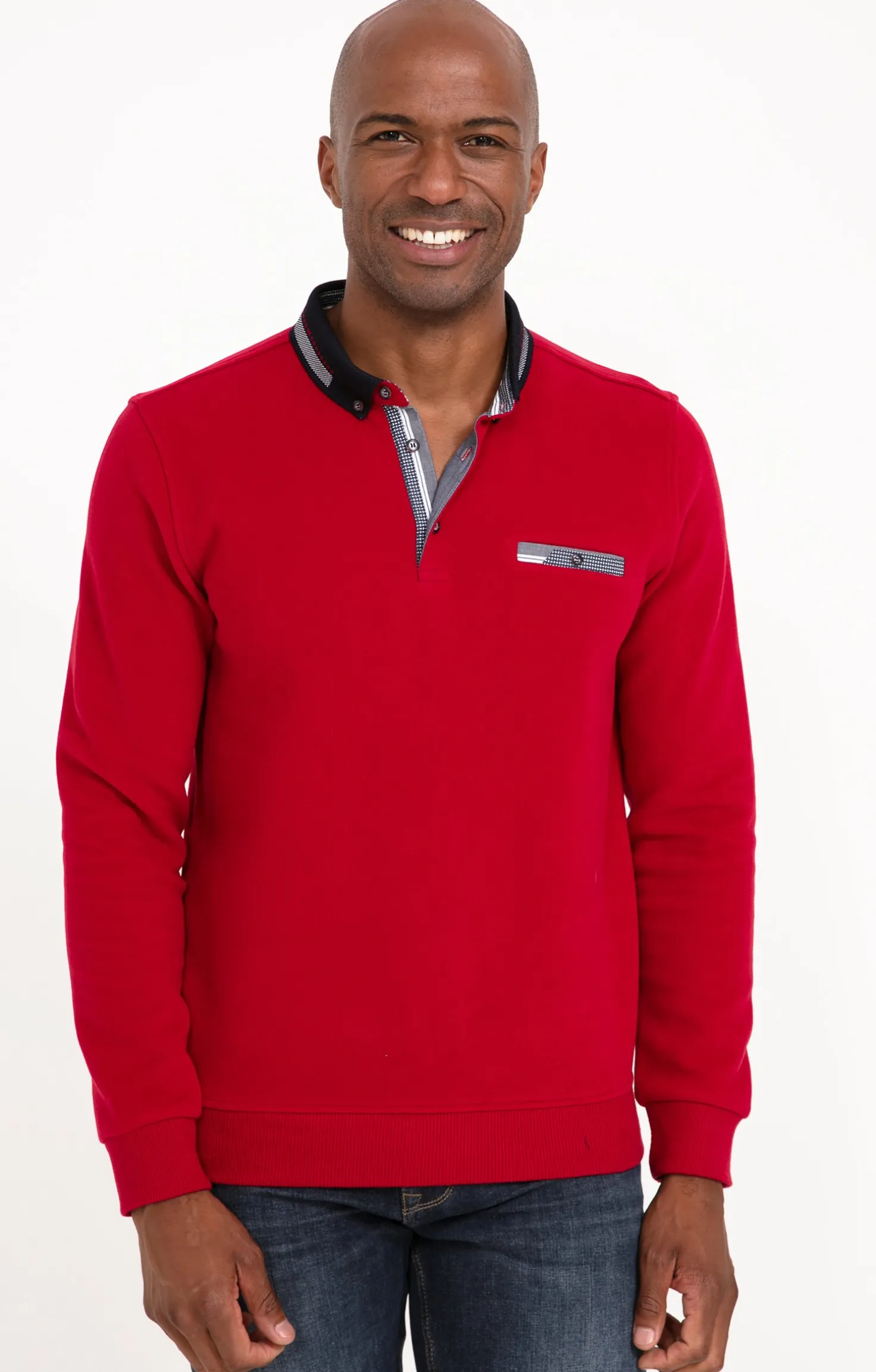 Armand Thiery Polo manches longues Chic - Rouge Discount