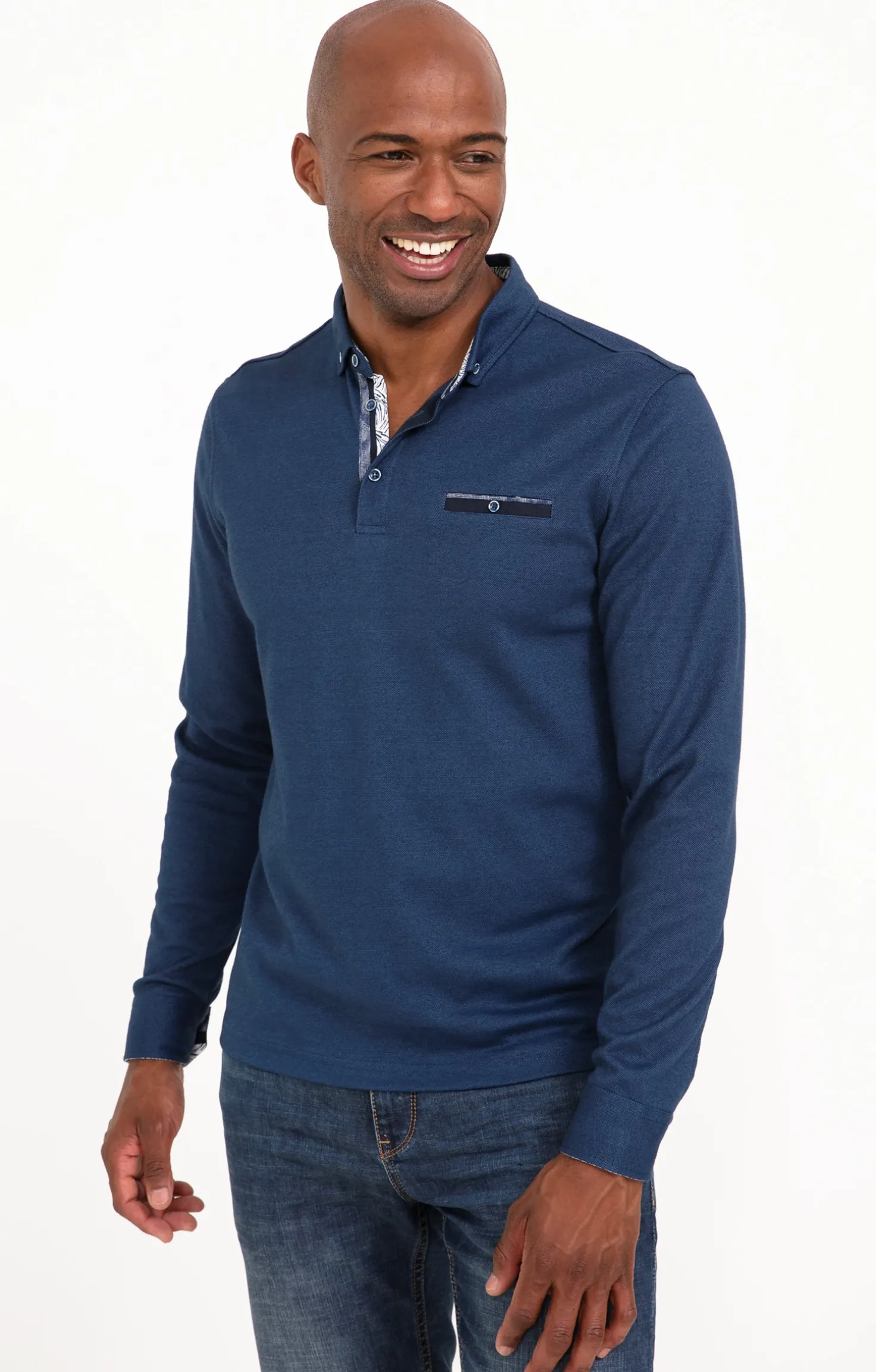 Armand Thiery Polo manches longues Sheldon - Bleu Hot