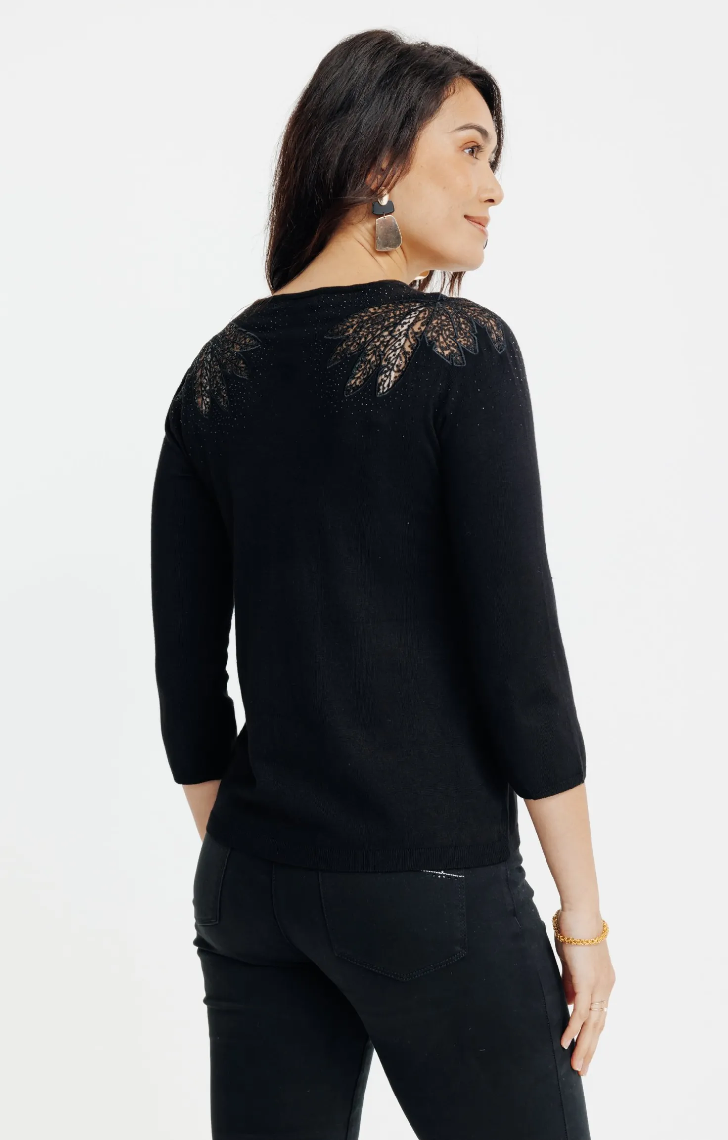 Armand Thiery PULL AVEC BRODERIES ET STRASS - Noir Sale