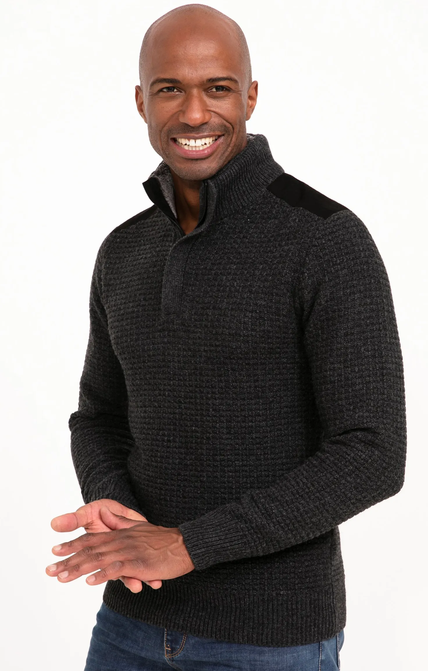 Armand Thiery Pull col montant avec sherpa - Anthracite Outlet