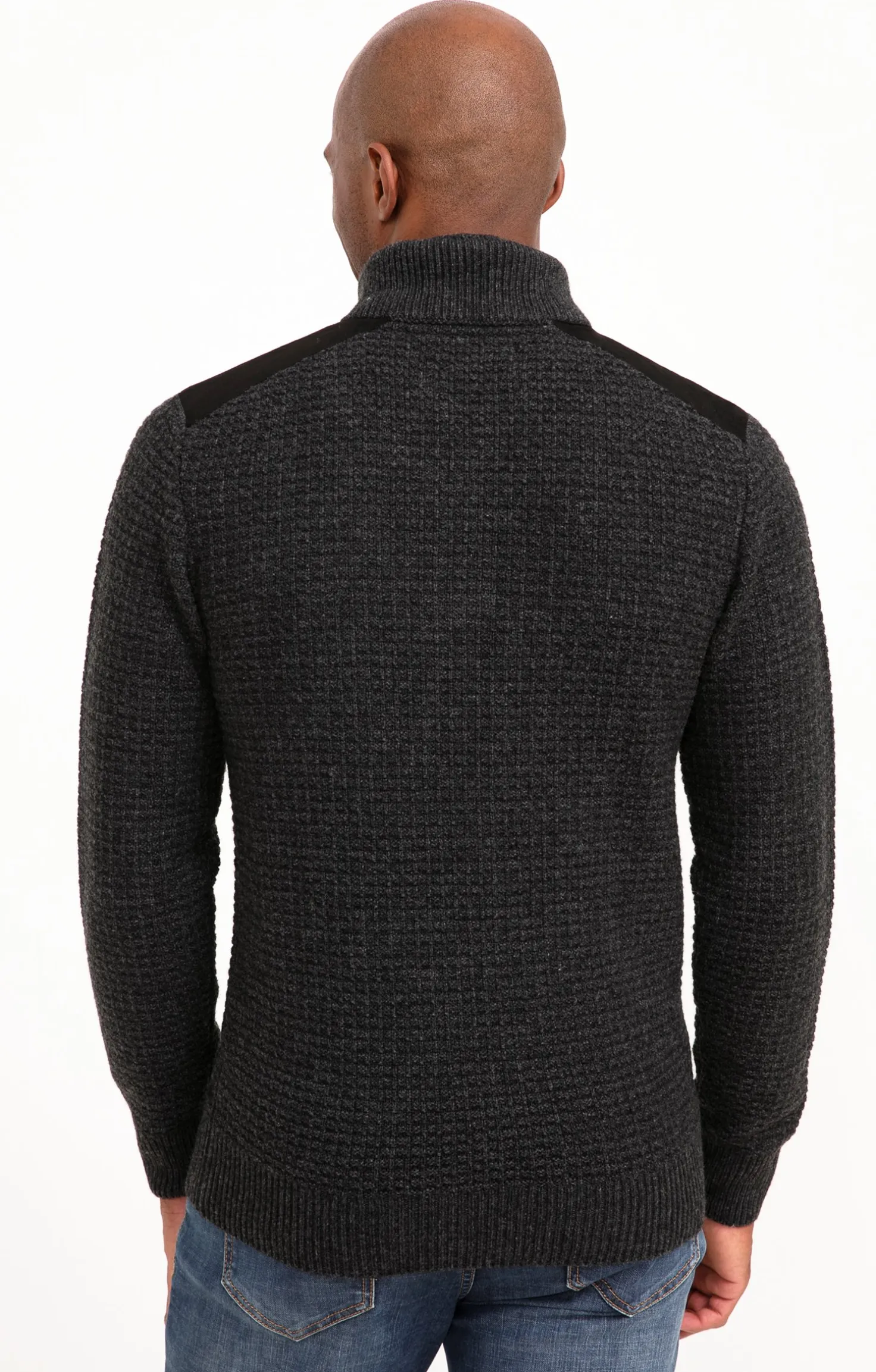 Armand Thiery Pull col montant avec sherpa - Anthracite Outlet