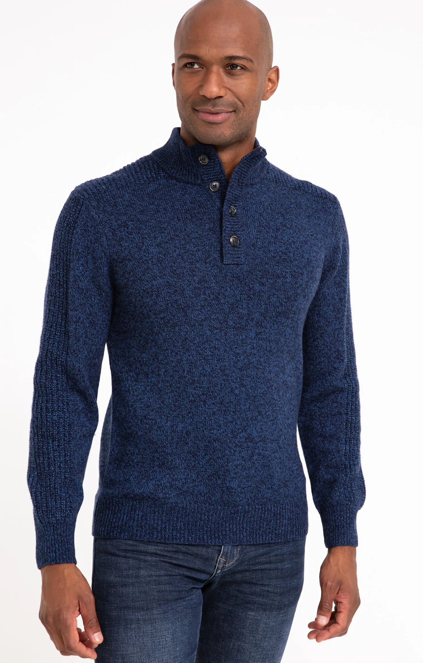 Armand Thiery Pull col montant boutonné - Bleudur Clearance