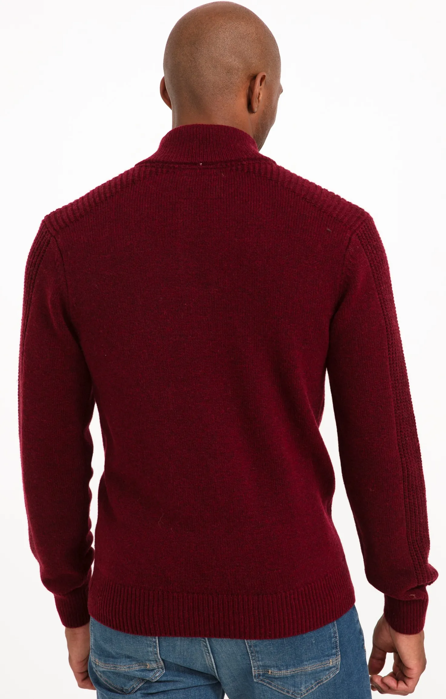 Armand Thiery Pull col montant boutonné - Bordeaux Clearance