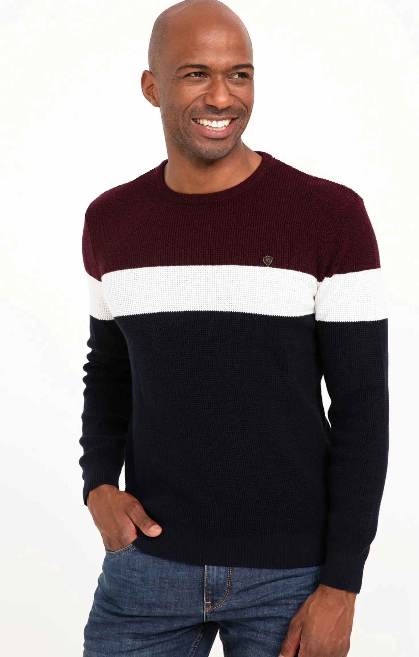 Armand Thiery Pull col rond rayé - Bordeaux Shop