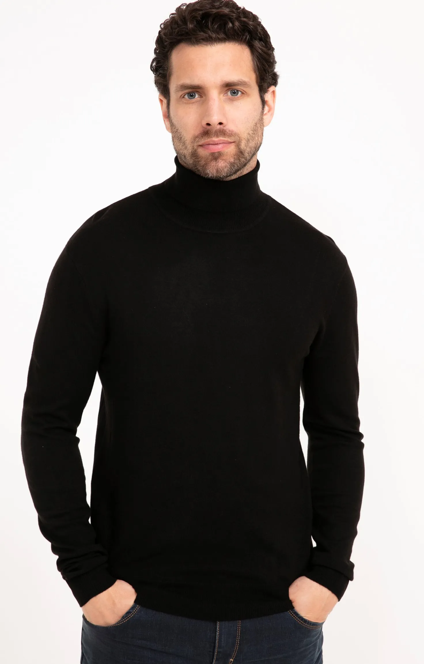 Armand Thiery Pull col roulé uni - Noir Store