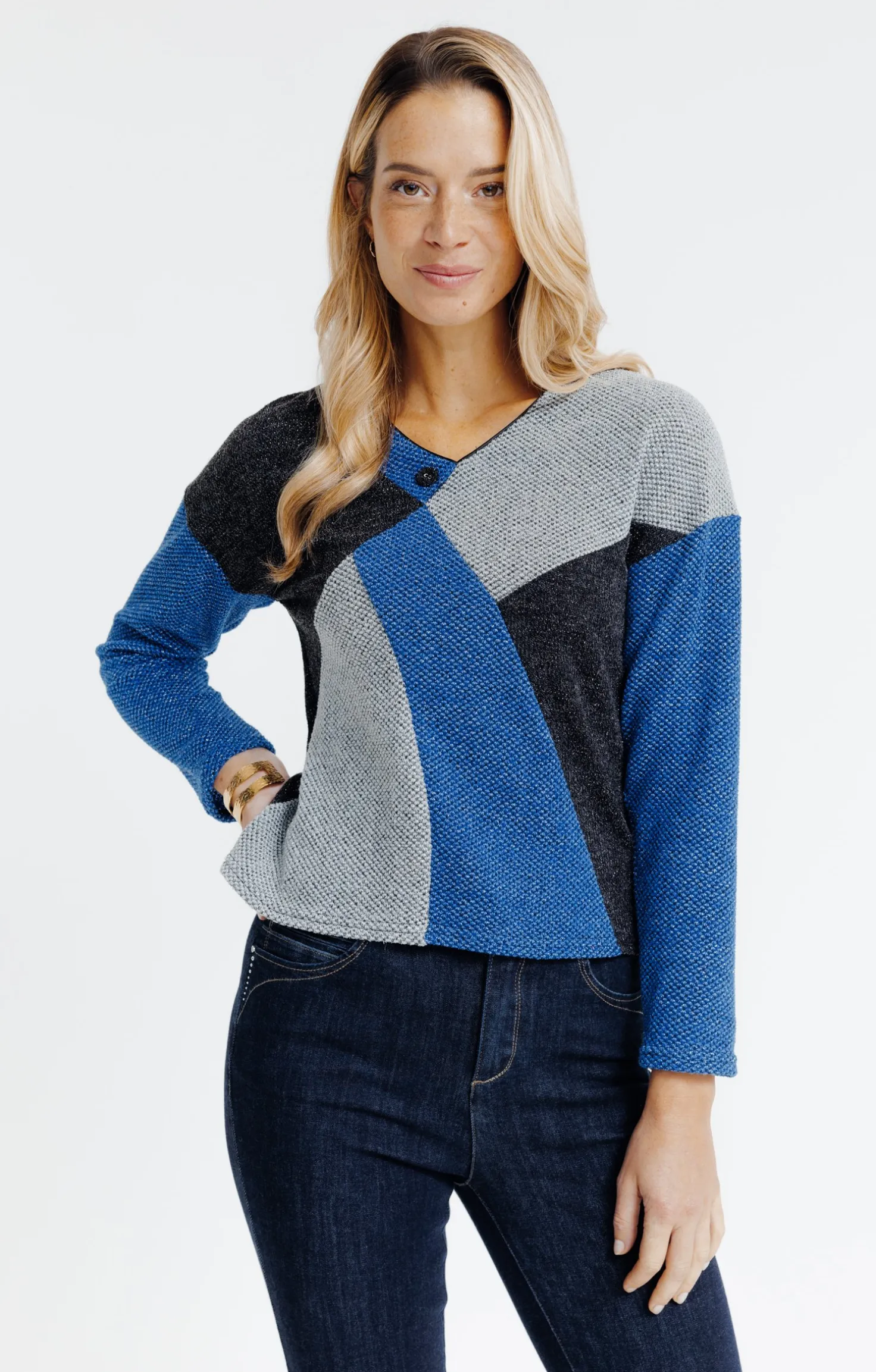 Armand Thiery Pull color block - Bleudur Cheap