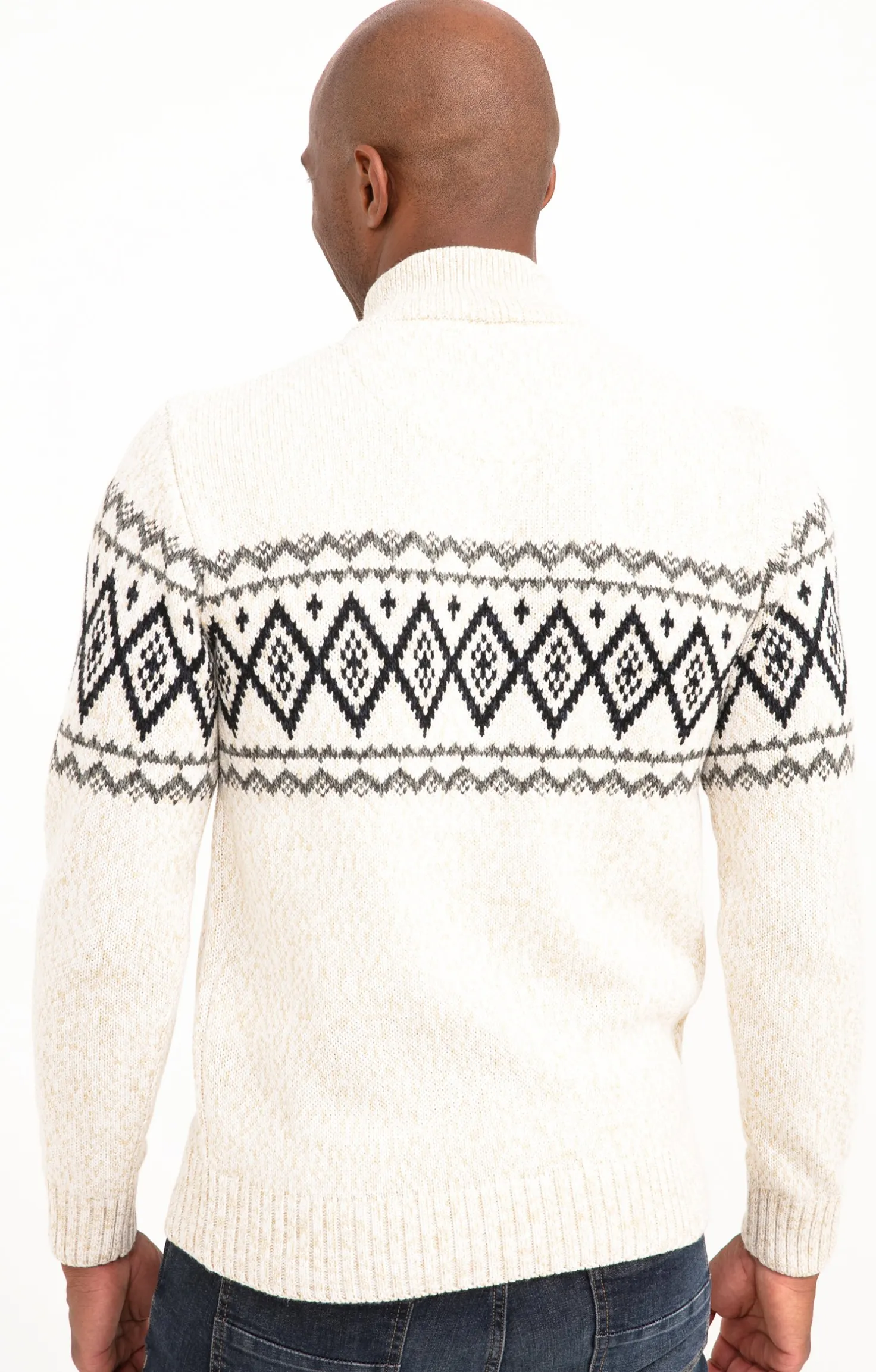 Armand Thiery Pull jacquard col montant - Écru Store