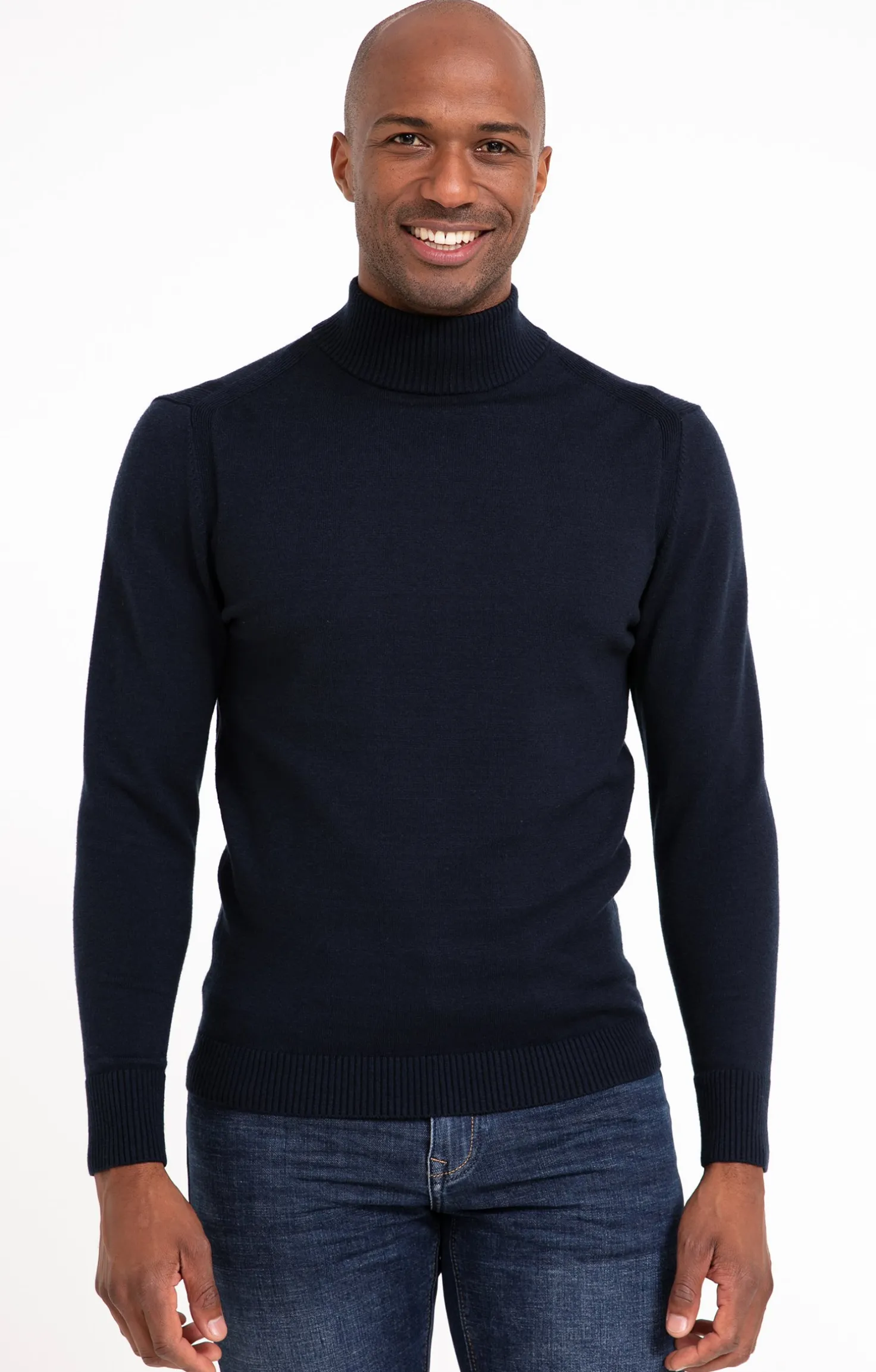 Armand Thiery Pull uni col cheminé - Marine Cheap